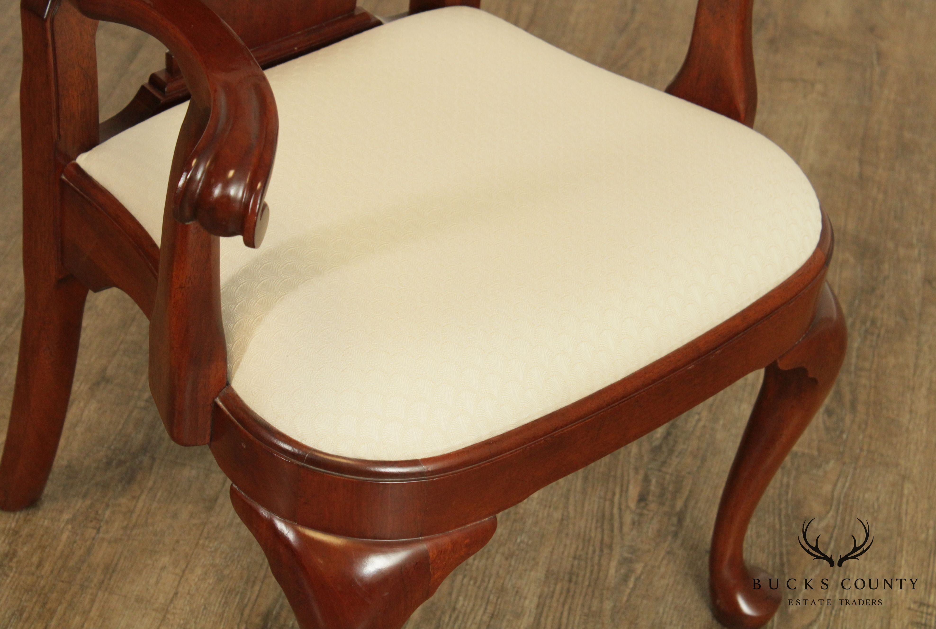 Stickley Mahogany Set 8 Queen Anne Style Dining Chairs