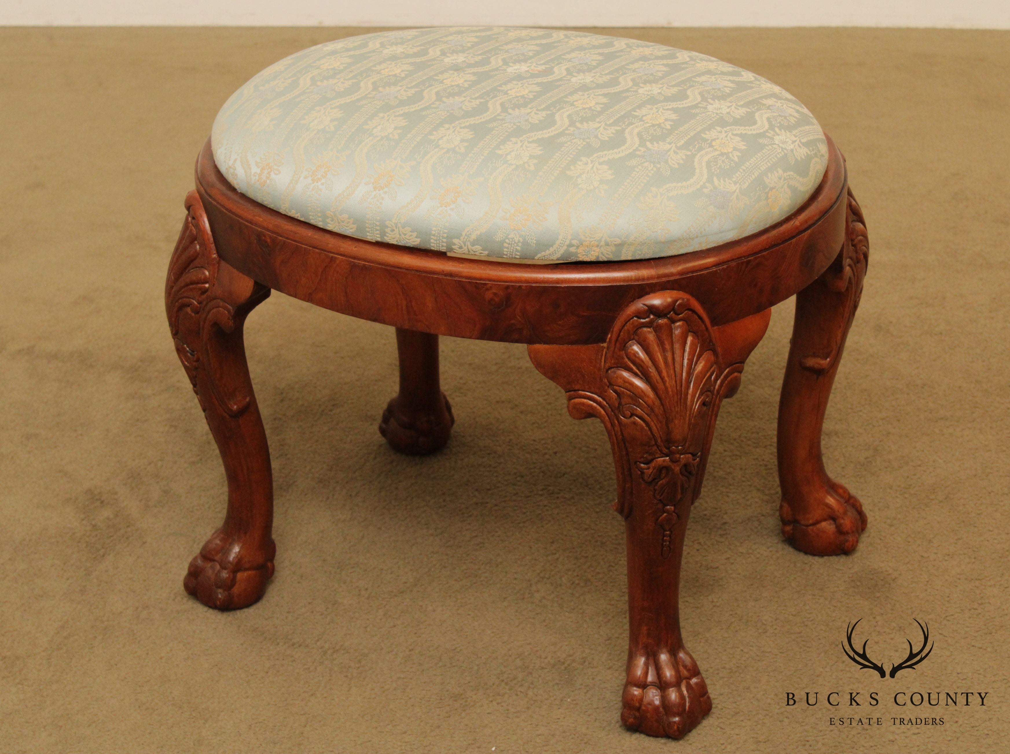 George III Style Mahogany Ball & Claw Foot Oval Stool