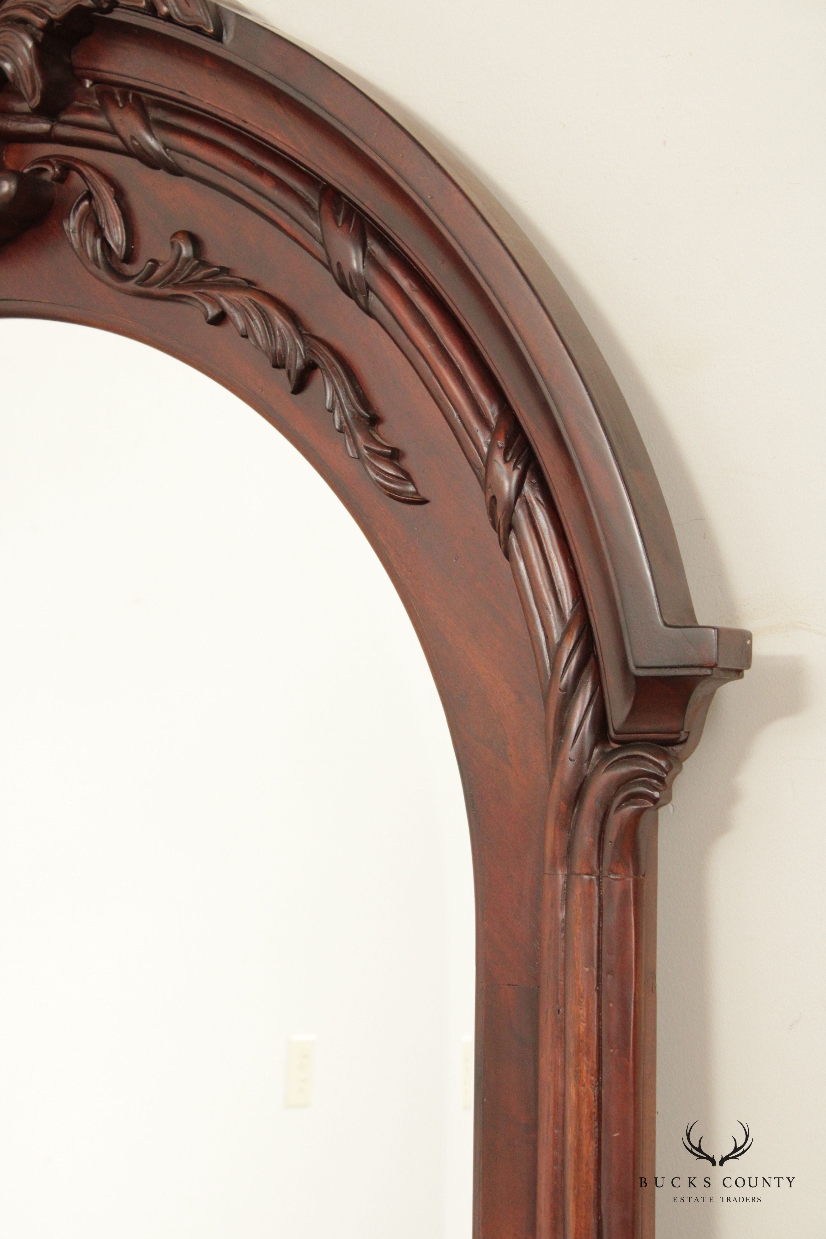 Carved Mahogany Arched Wall Mirror