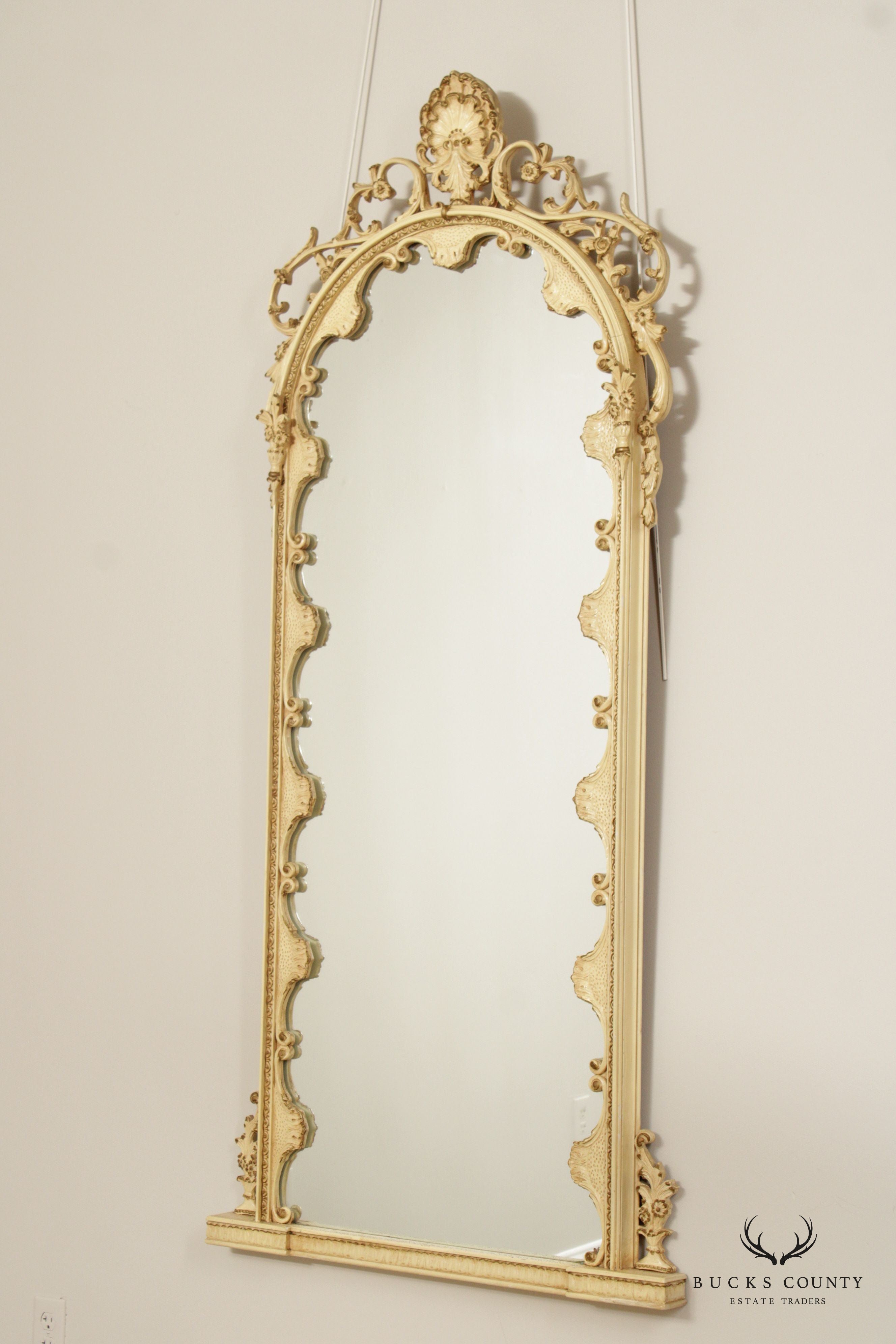 Italian Florentine Style Pier Mirror with Marble Top Bench