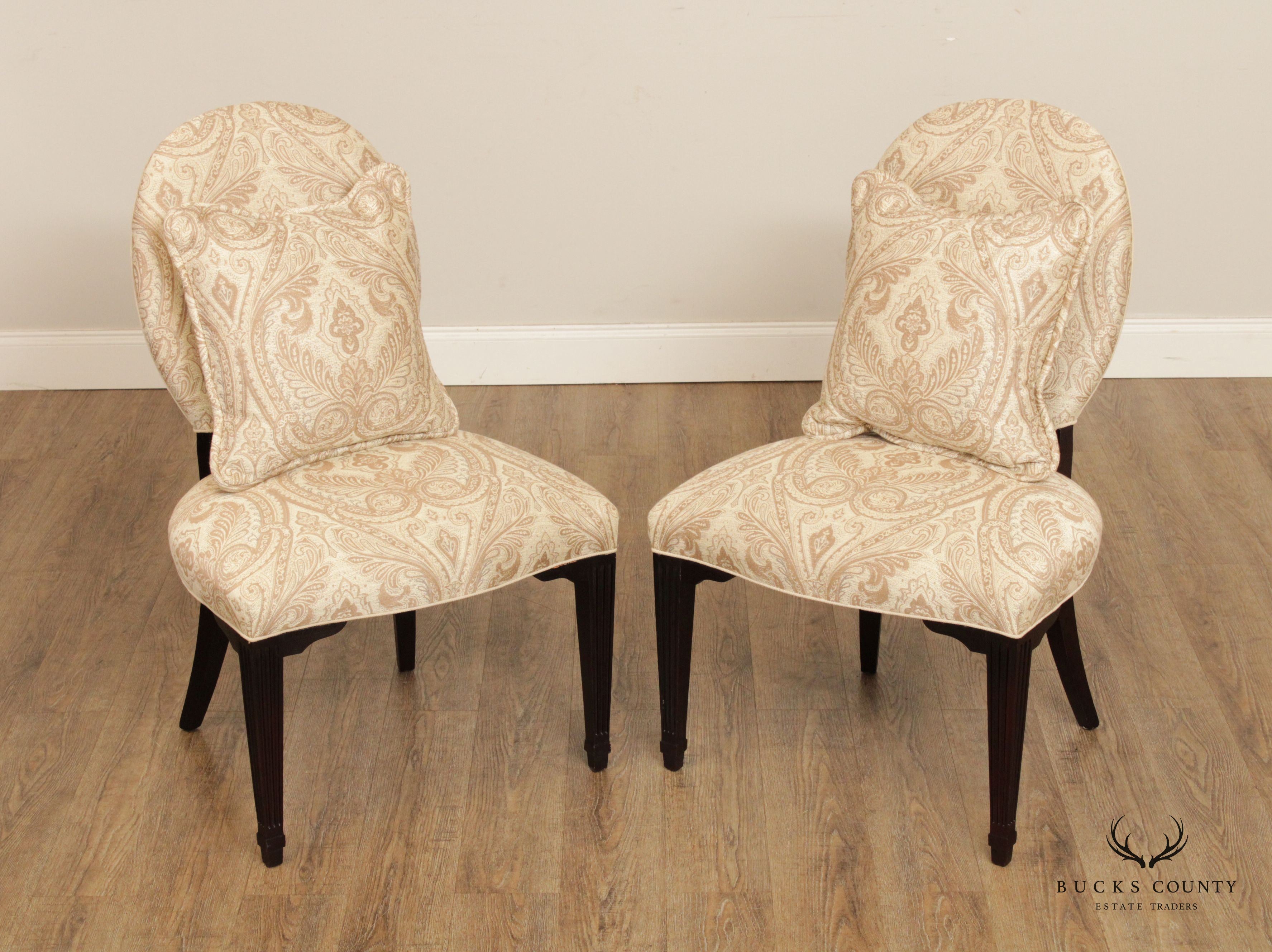 Hepplewhite Style Pair Custom Upholstered Side Chairs