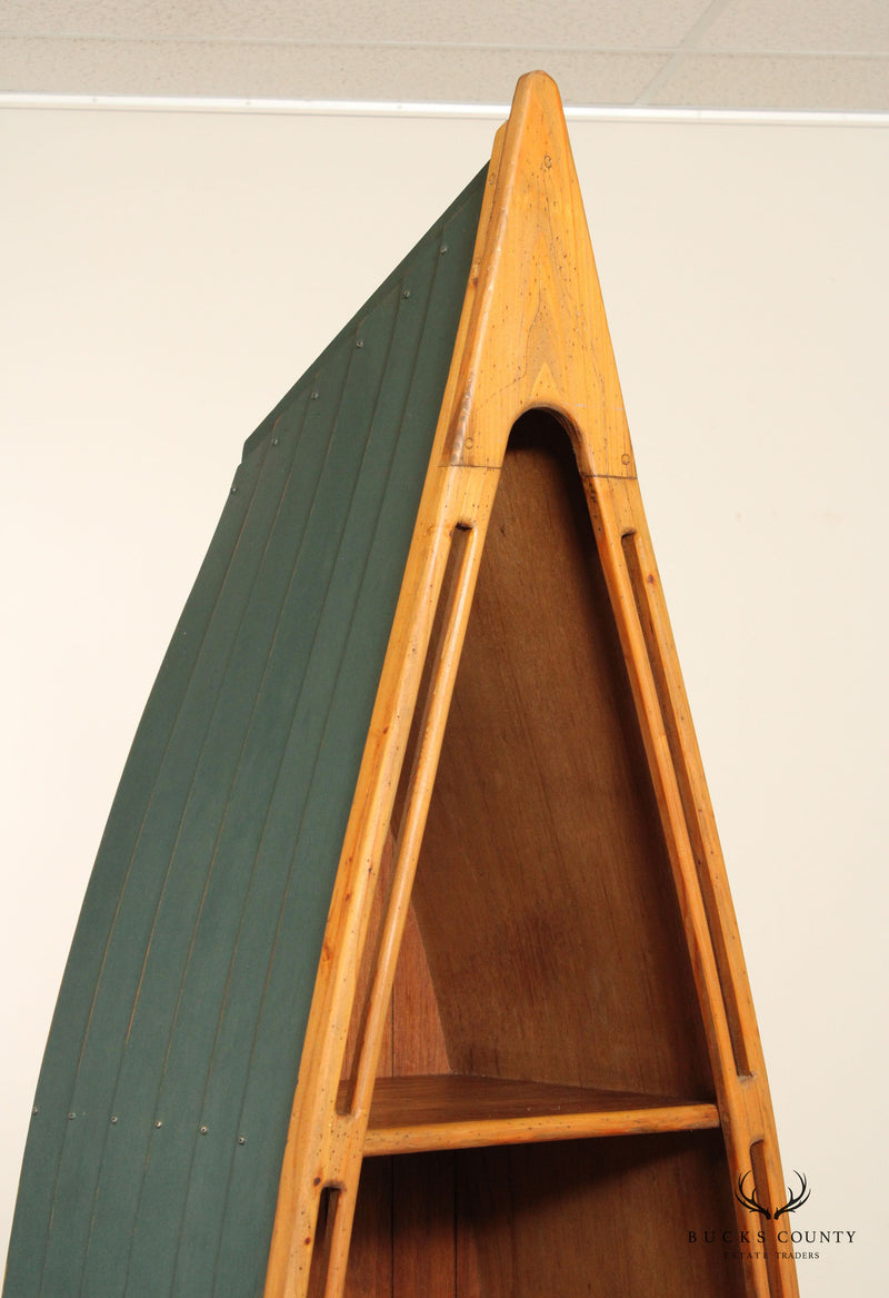Vintage Pair Tall Canoe Boat Bookcases
