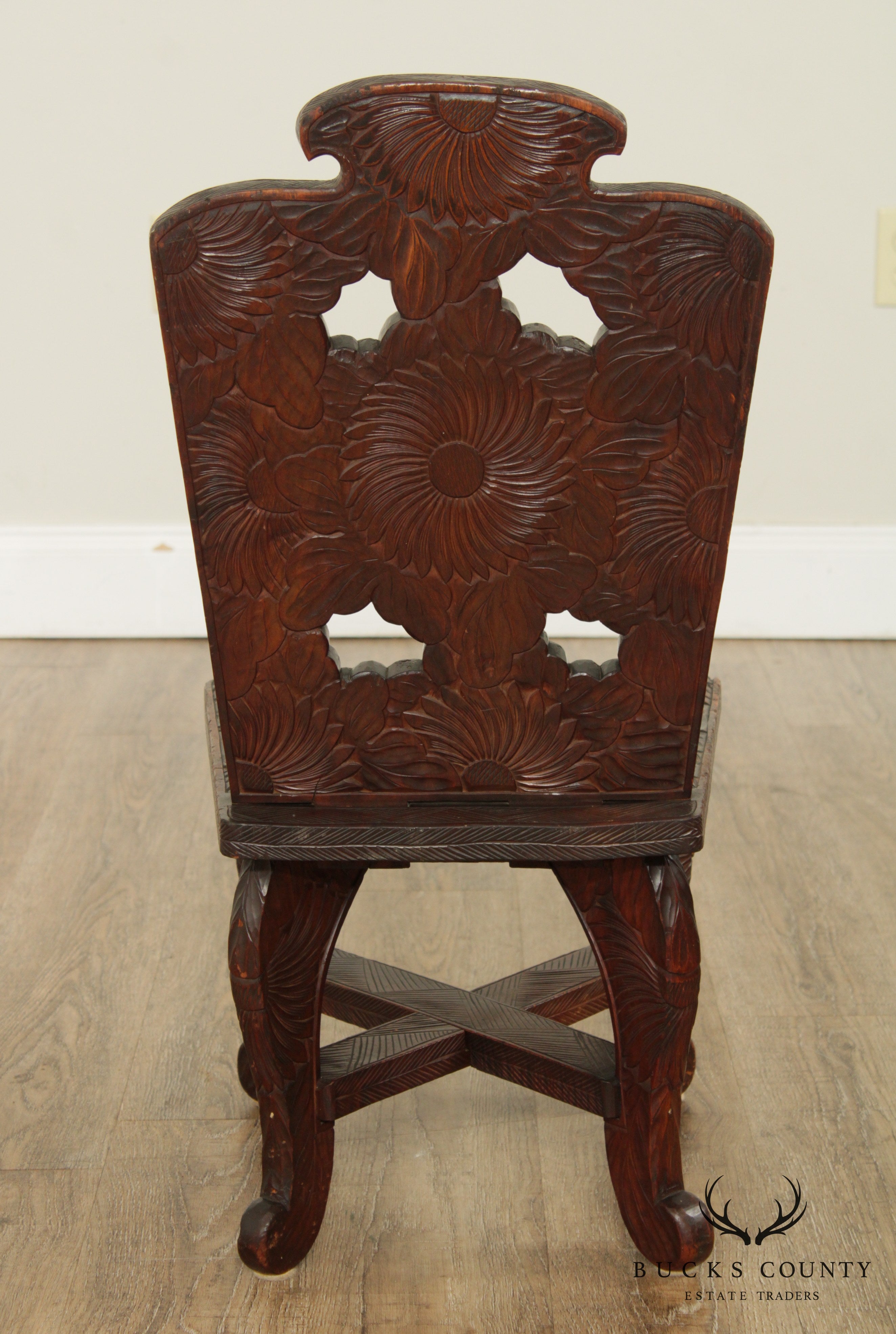 Libert & Co. London Antique Japanese Arts & Crafts Carved Low Chair