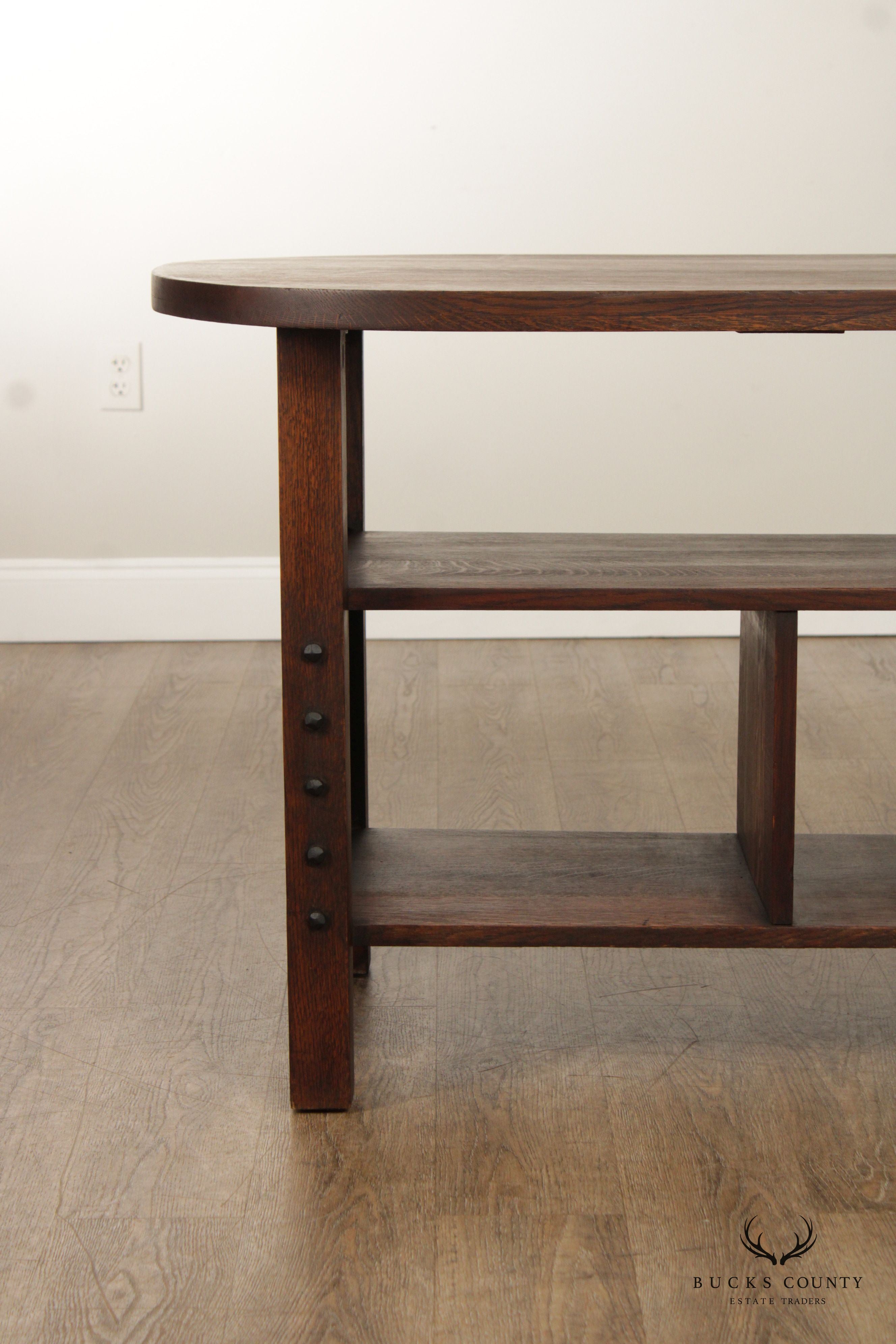 ANTIQUE MISSION OAK LIBRARY TABLE