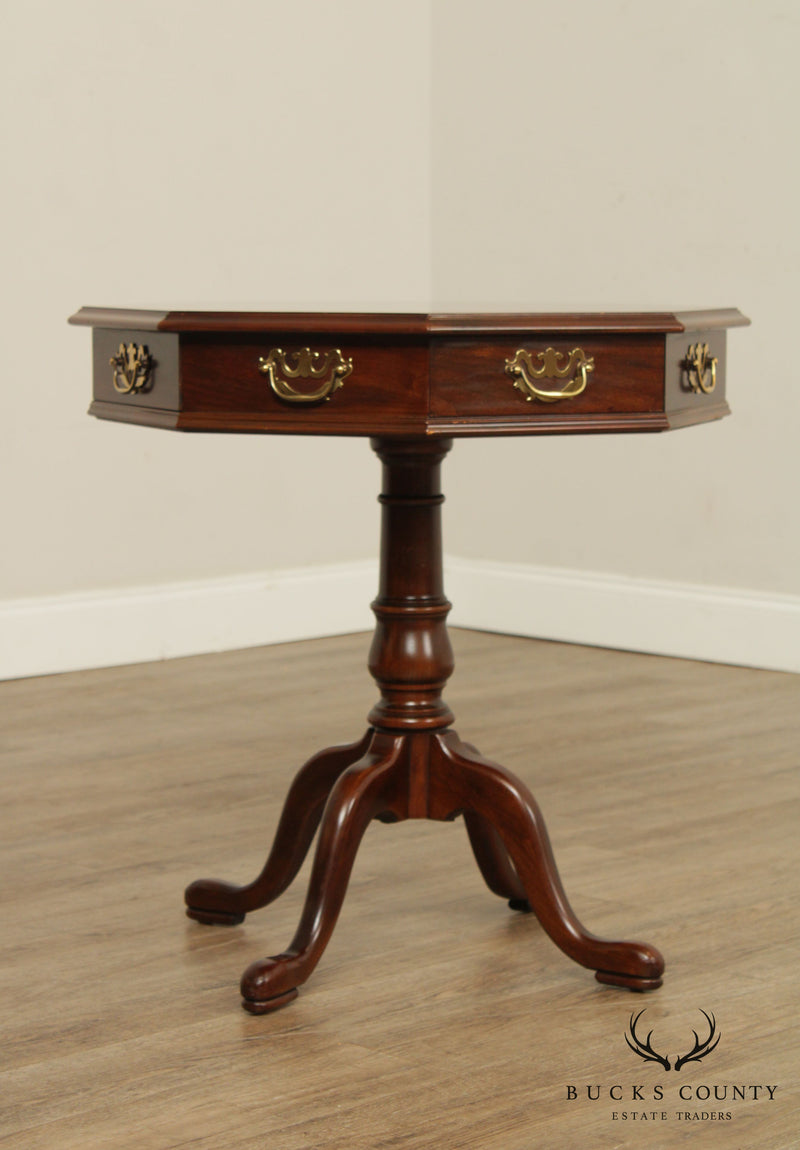 Drexel Heritage Vintage Cherry Queen Anne Pedestal Lamp Table