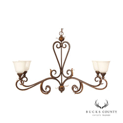 Tuscan Style Wrought Iron Four-Light Island Chandelier