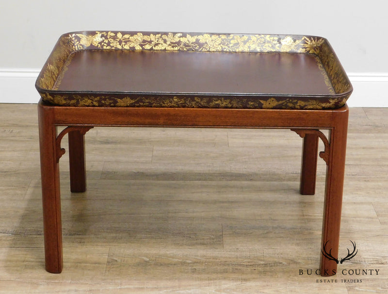Henry Clay Antique Paper Mache Tray on Mahogany Stand 2 Georgian Butler Table