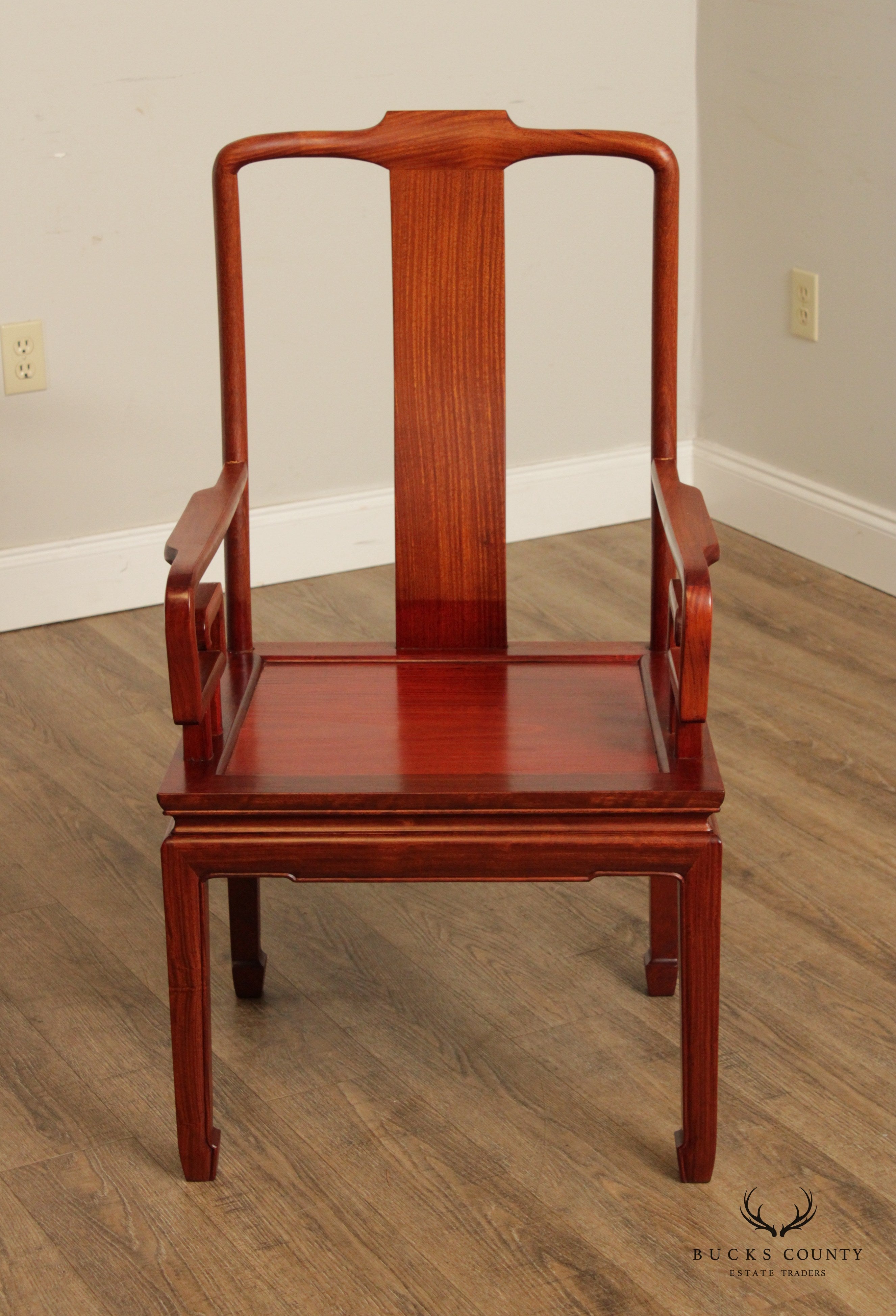 Chinese Vintage Set of 8 Yoke Back Dining Armchairs