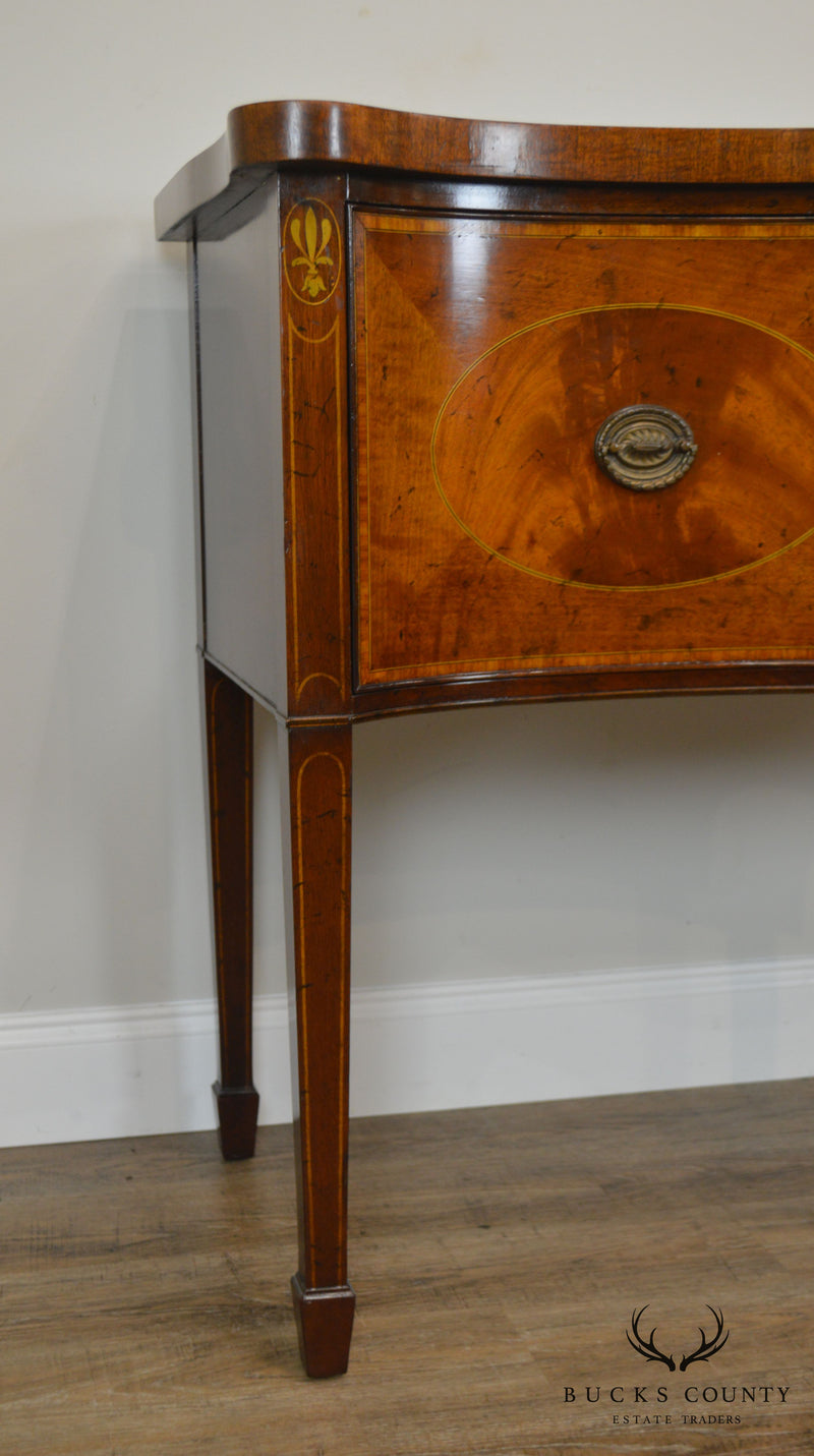 Nahon N.Y. George III Style Vintage Mahogany Serpentine Inlaid Sideboard