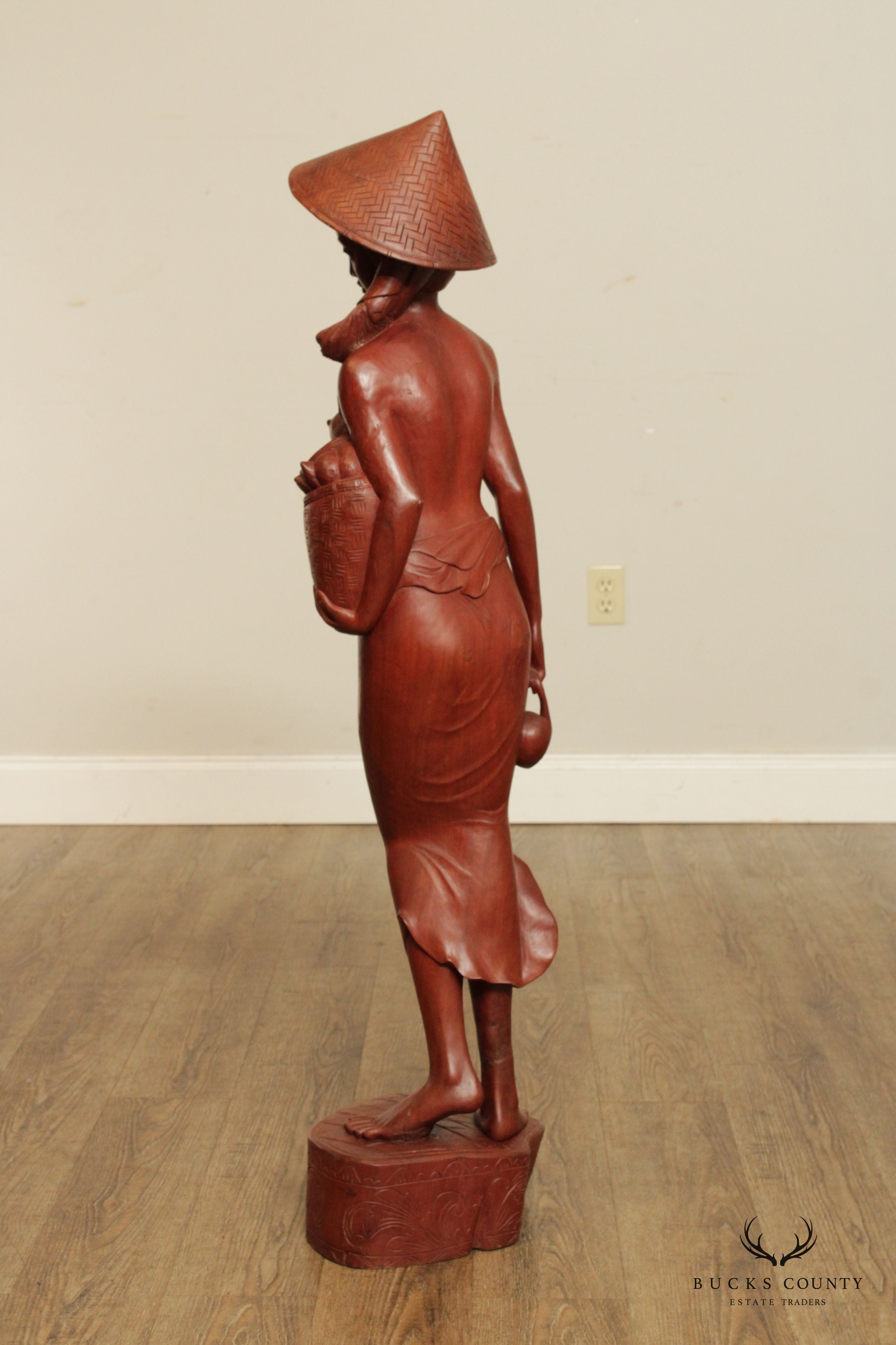 Asian Hardwood Carved Female Nude Sculpture