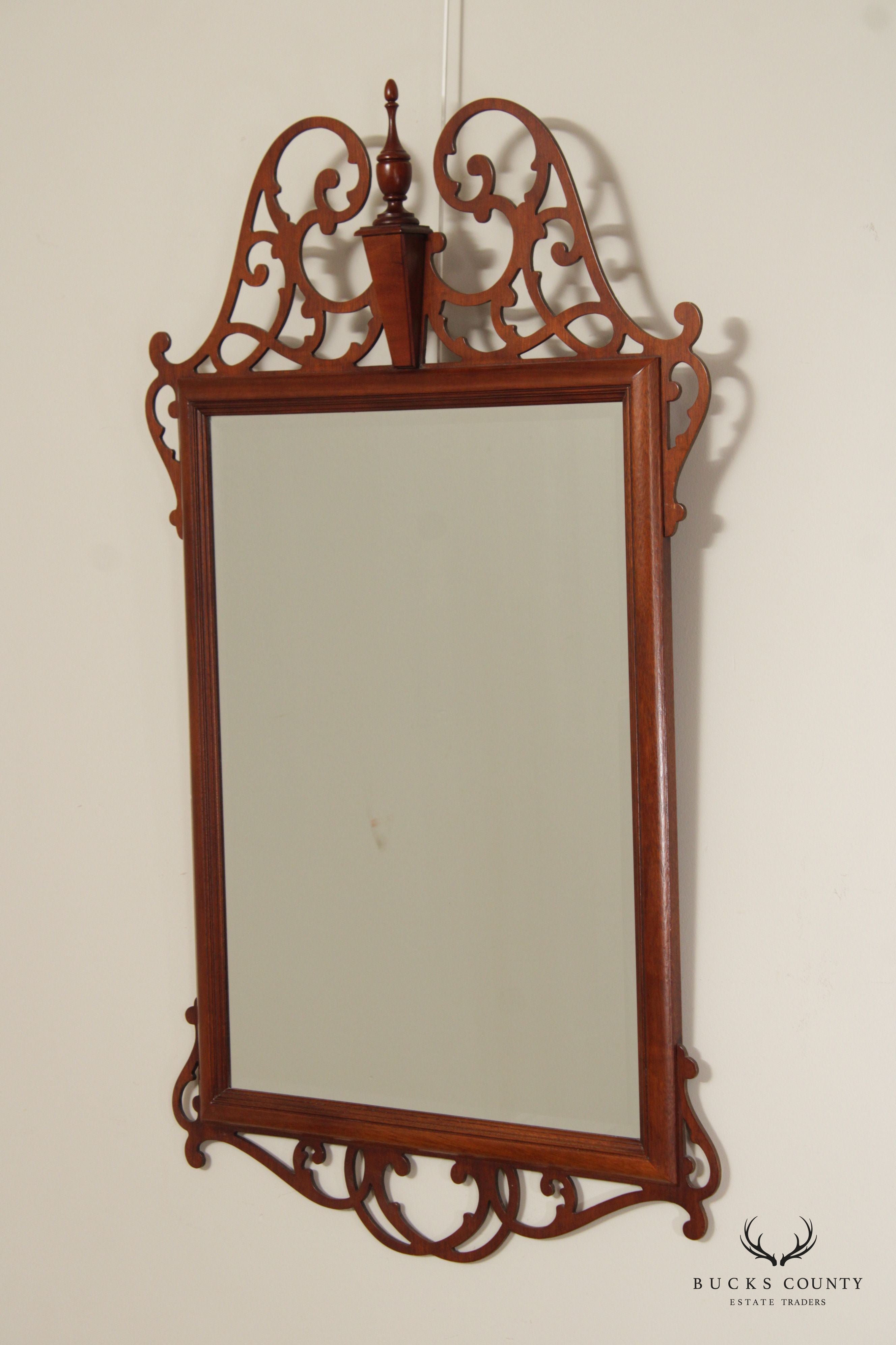 Federal Style Carved Mahogany Fretwork Wall Mirror