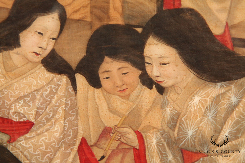Antique Japanese Painting on Silk of Genpoka