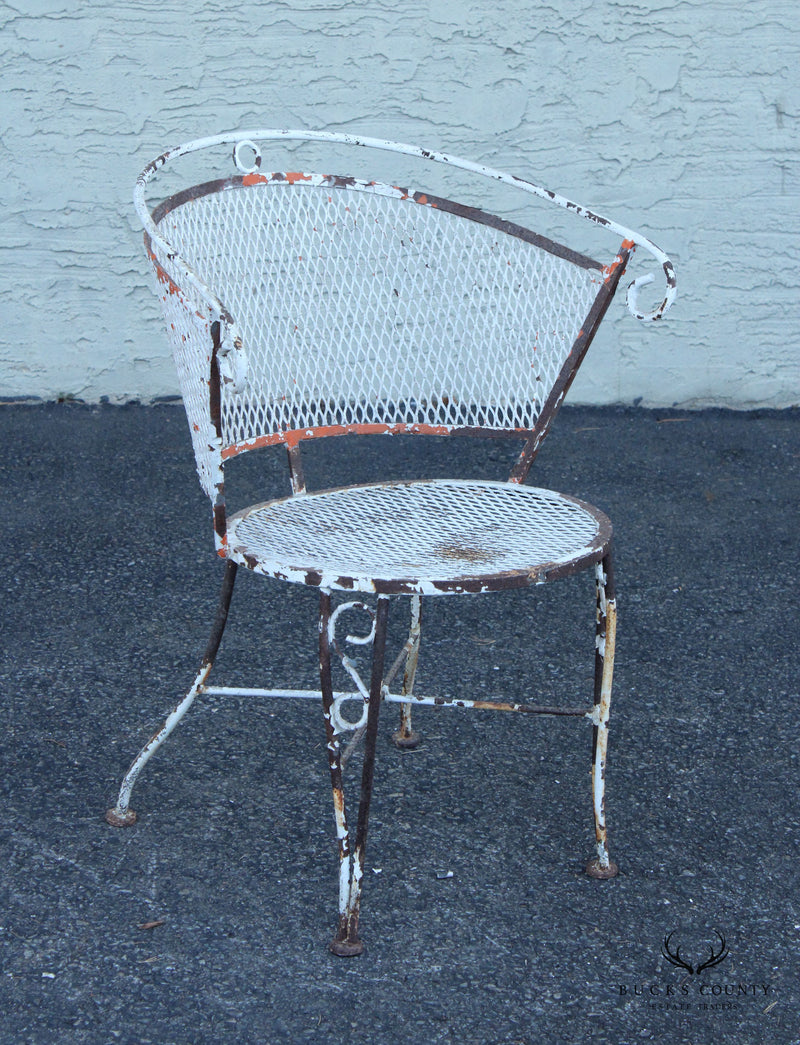 Mid Century Vintage Set of Four Wrought Iron Garden Chairs