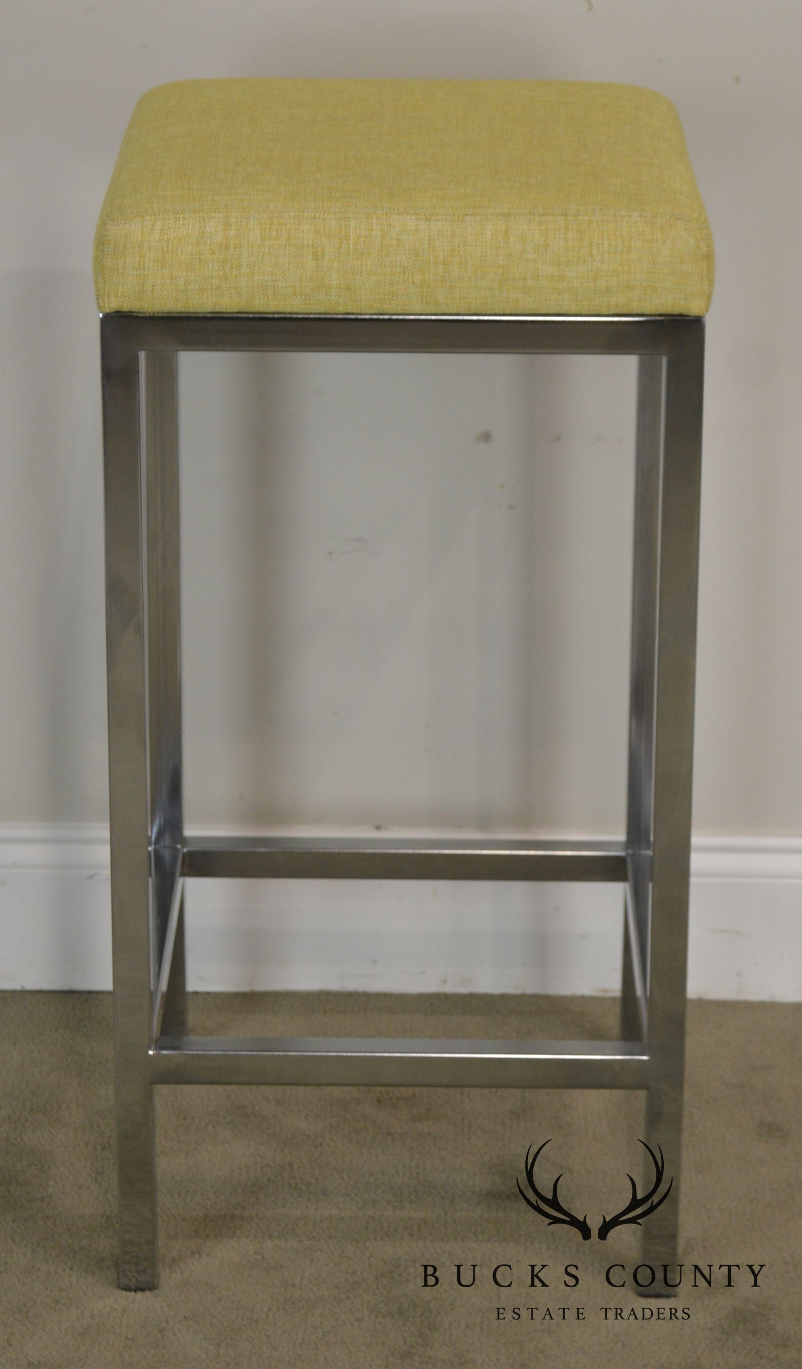 Quality Modern Pair Chrome Bar Stools