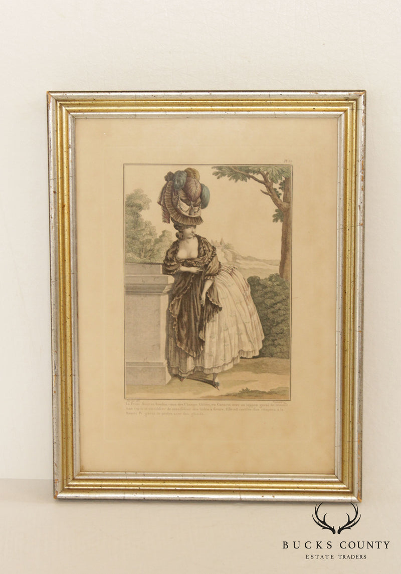 Antique 18th C. French Engraving, Gallerie des Modes et Costumes Français