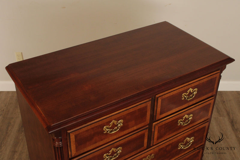 Dixie Chippendale Style Banded Mahogany High Chest