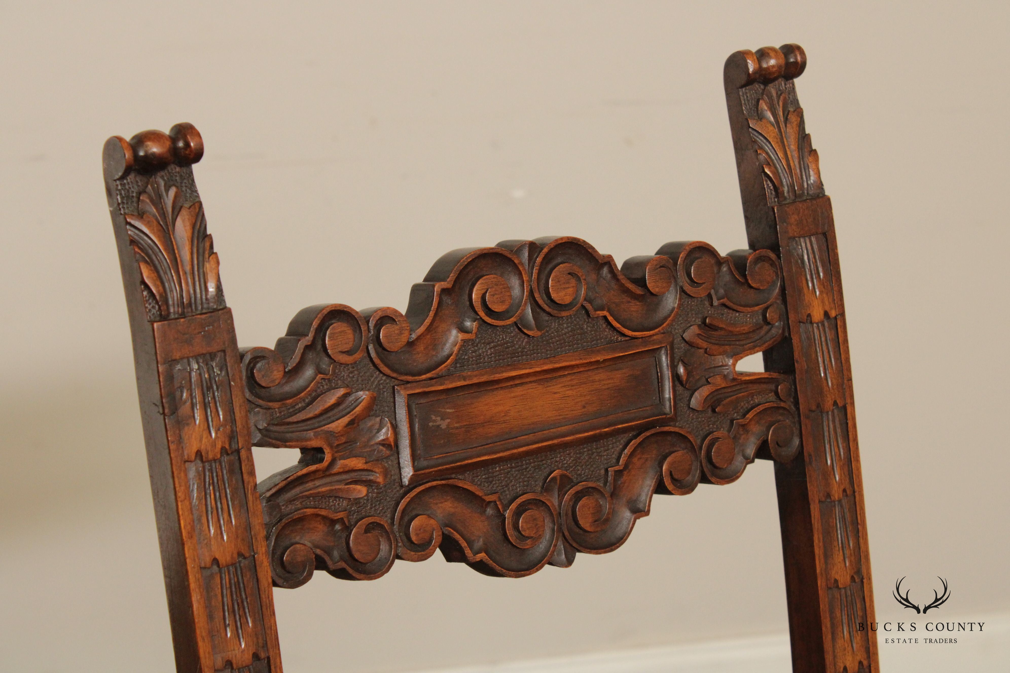 Antique Renaissance Revival Carved Accent Chair