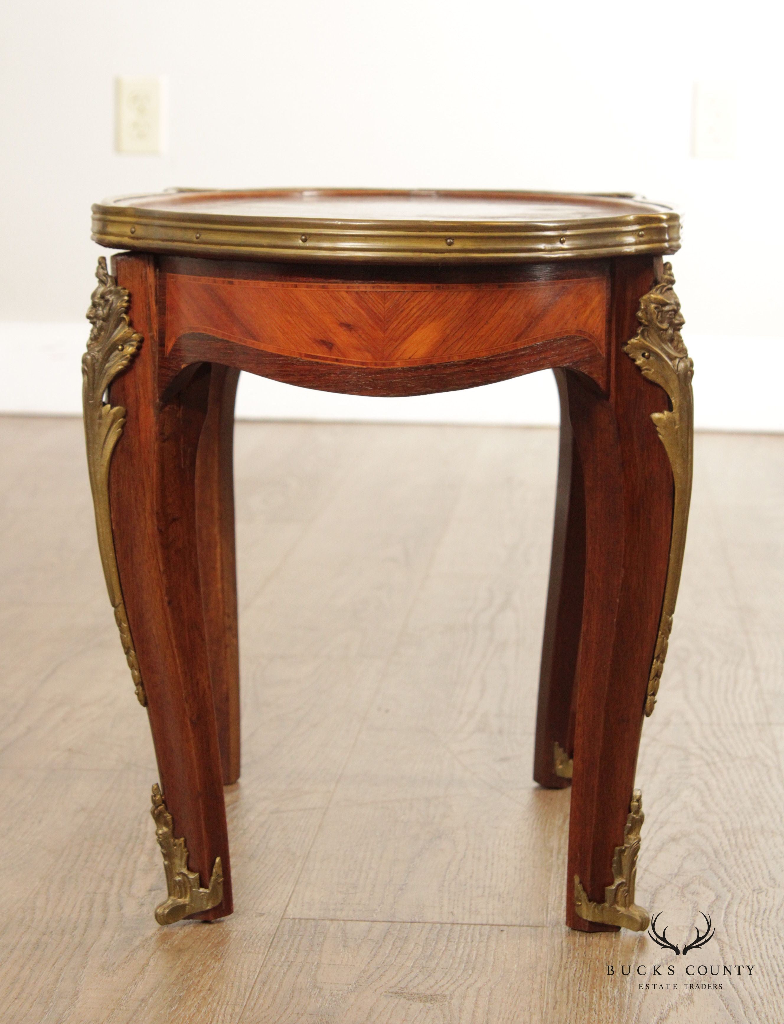 French Louis XV Marquetry Inlaid Cocktail Table