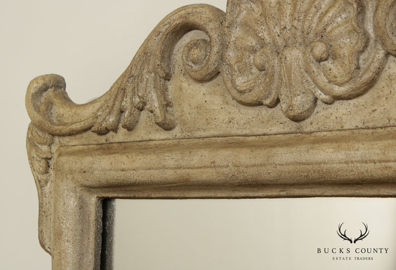 French Louis XV Style Faux Stone Wall Mirror (A)
