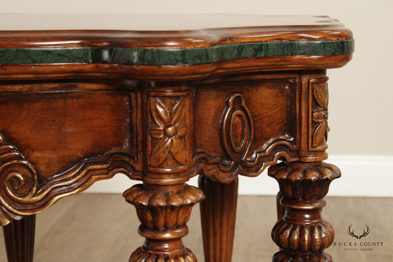 Quality  Louis XVI Style Inlaid Burl Wood Accent Table