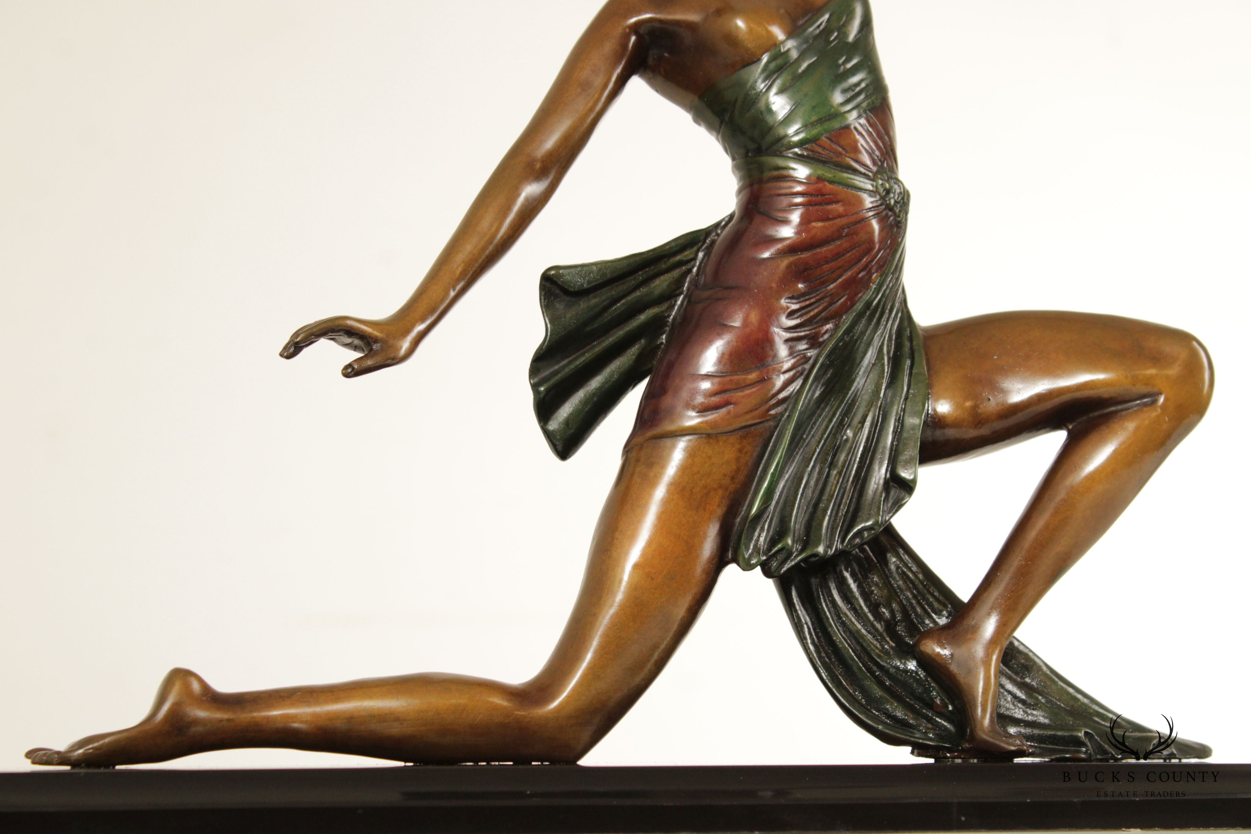 Art Deco Kneeling Dance Bronze Sculpture, After Demétre Chiparus