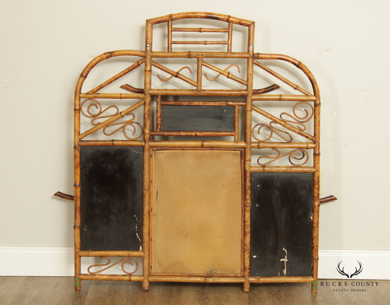 Antique Chinoiserie Bamboo Wall-Mirror Hall Stand