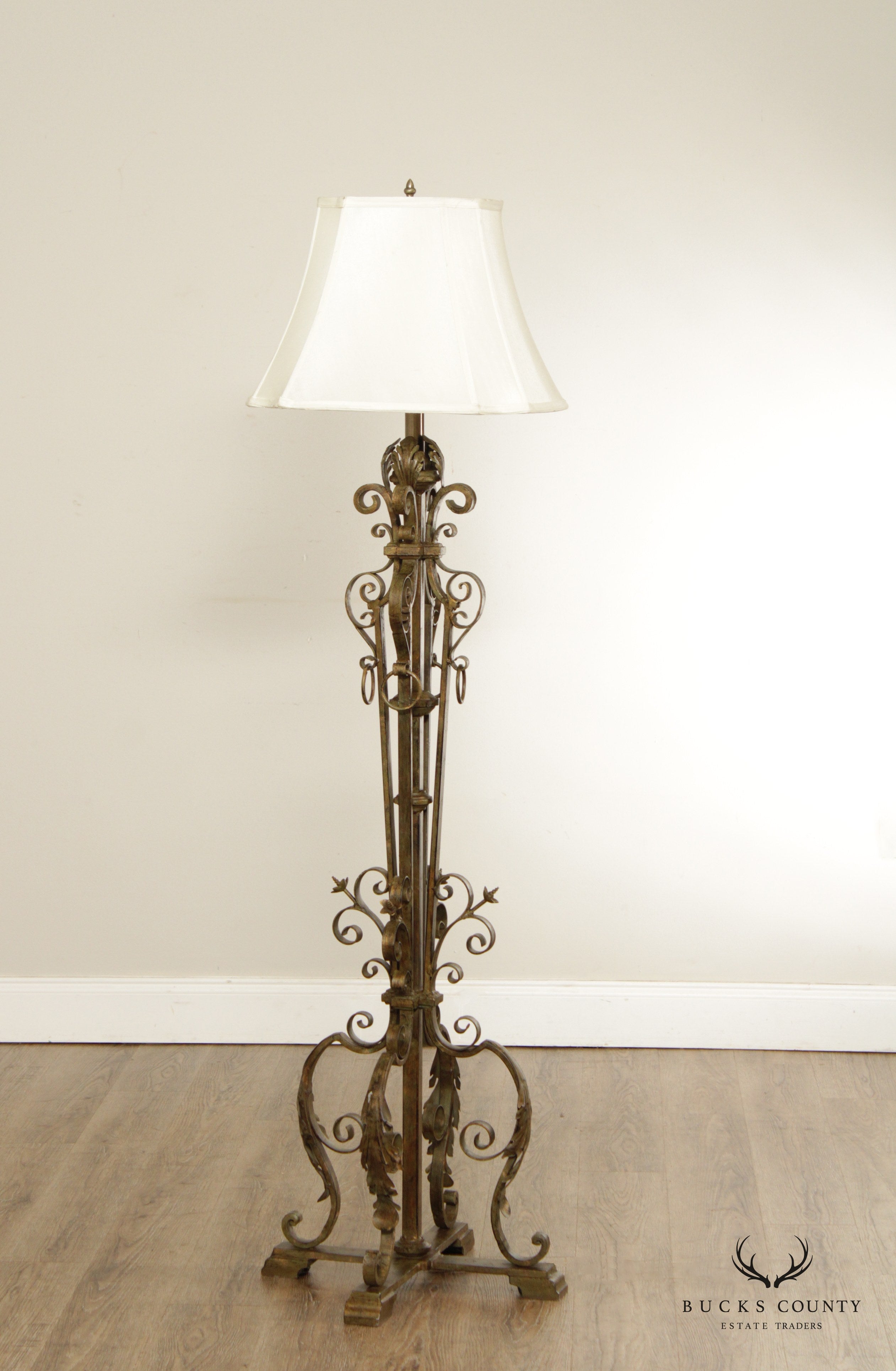 Victorian Style Scrolling Wrought Iron Floor Lamp