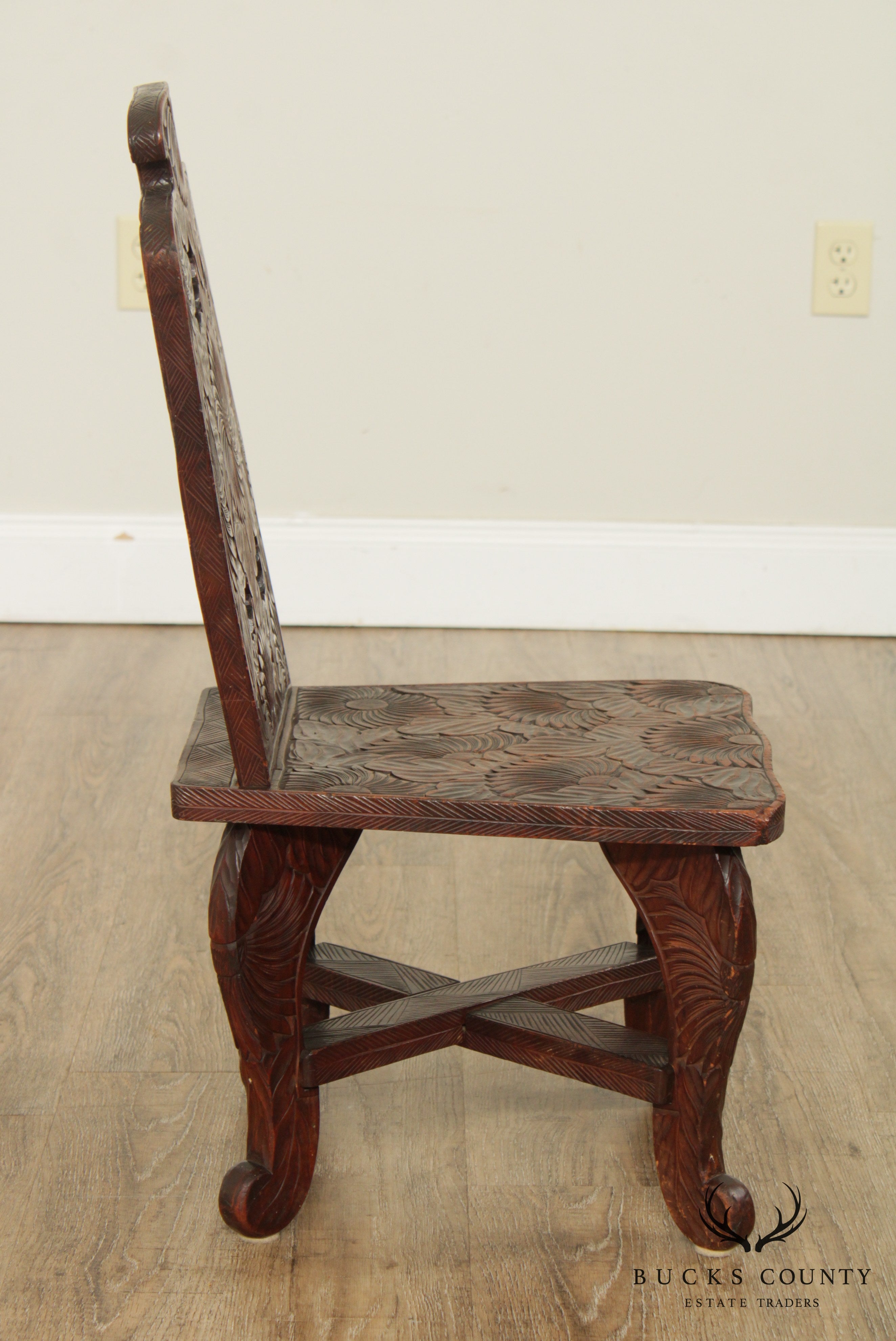 Libert & Co. London Antique Japanese Arts & Crafts Carved Low Chair