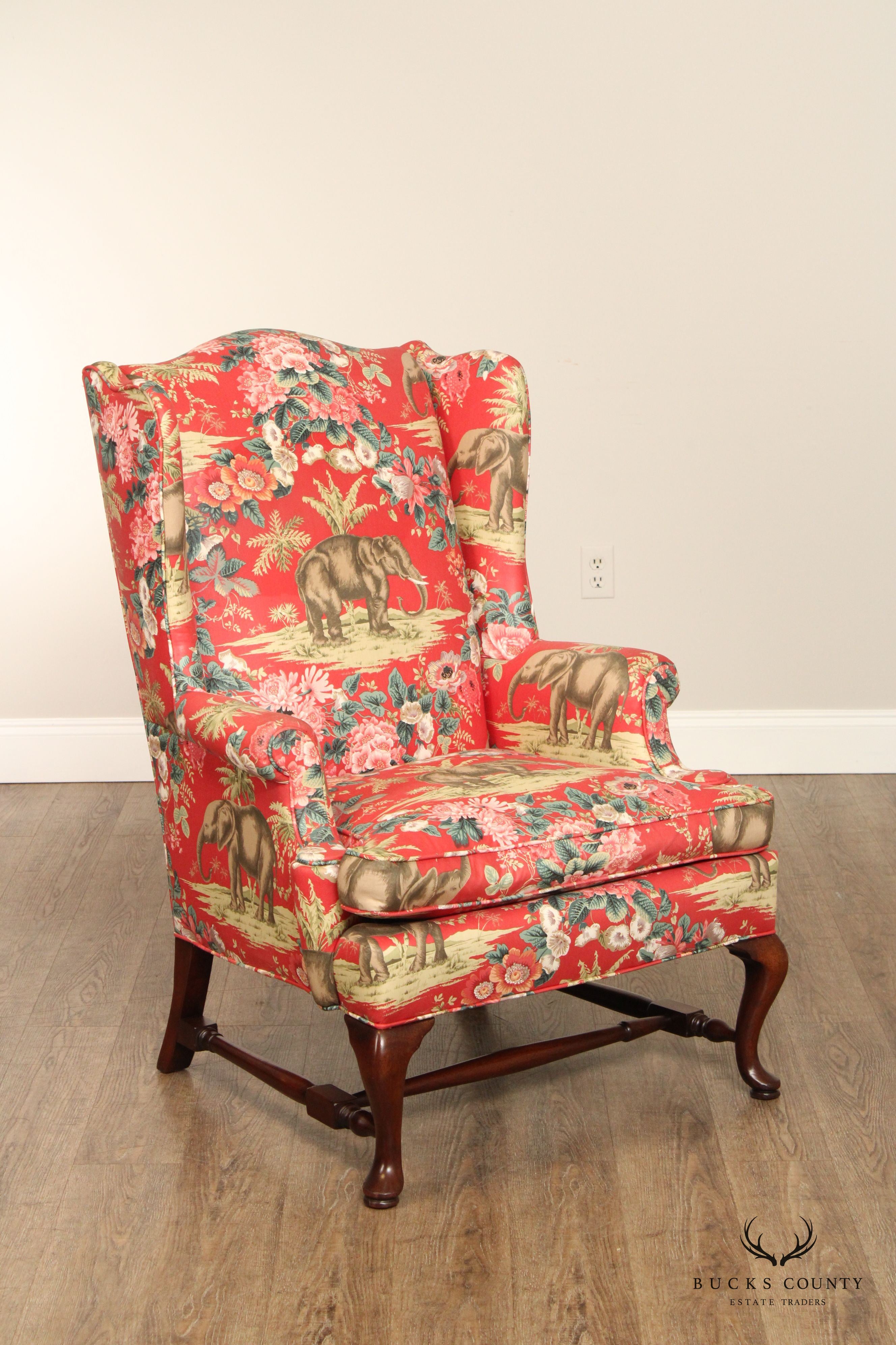 Queen Anne Custom Upholstered Wingback Chair