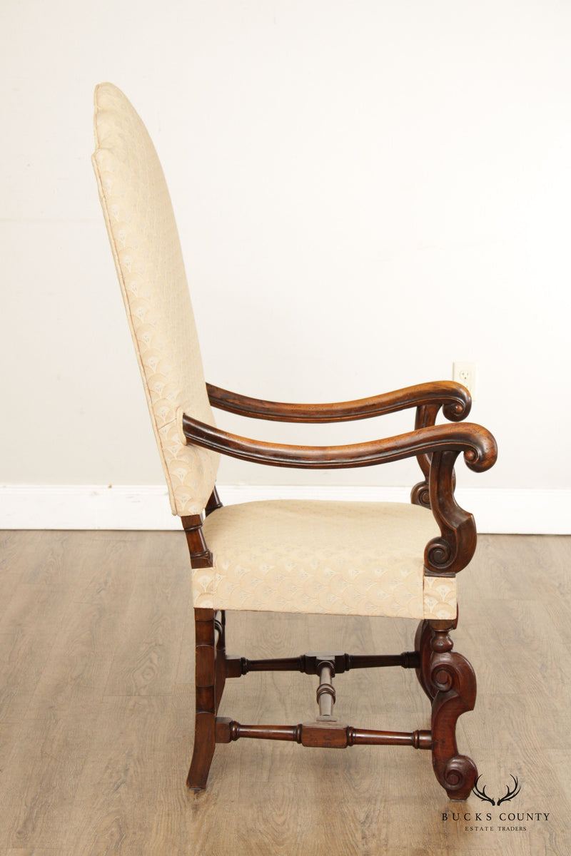 French Louis XIII Style Carved Wood Fauteuil Armchair