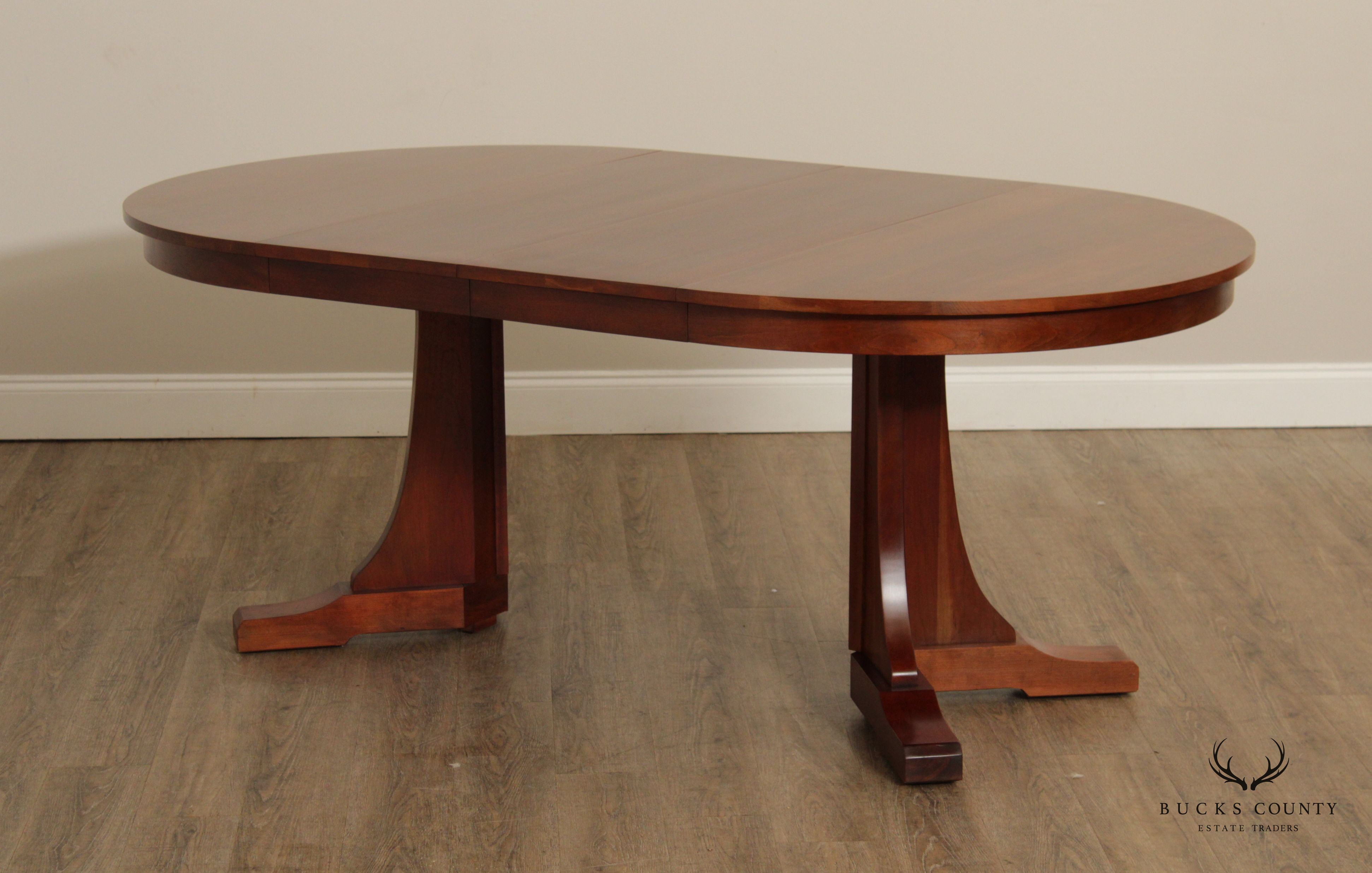 `Stickley Mission Collection Round Cherry Extendable Dining Table