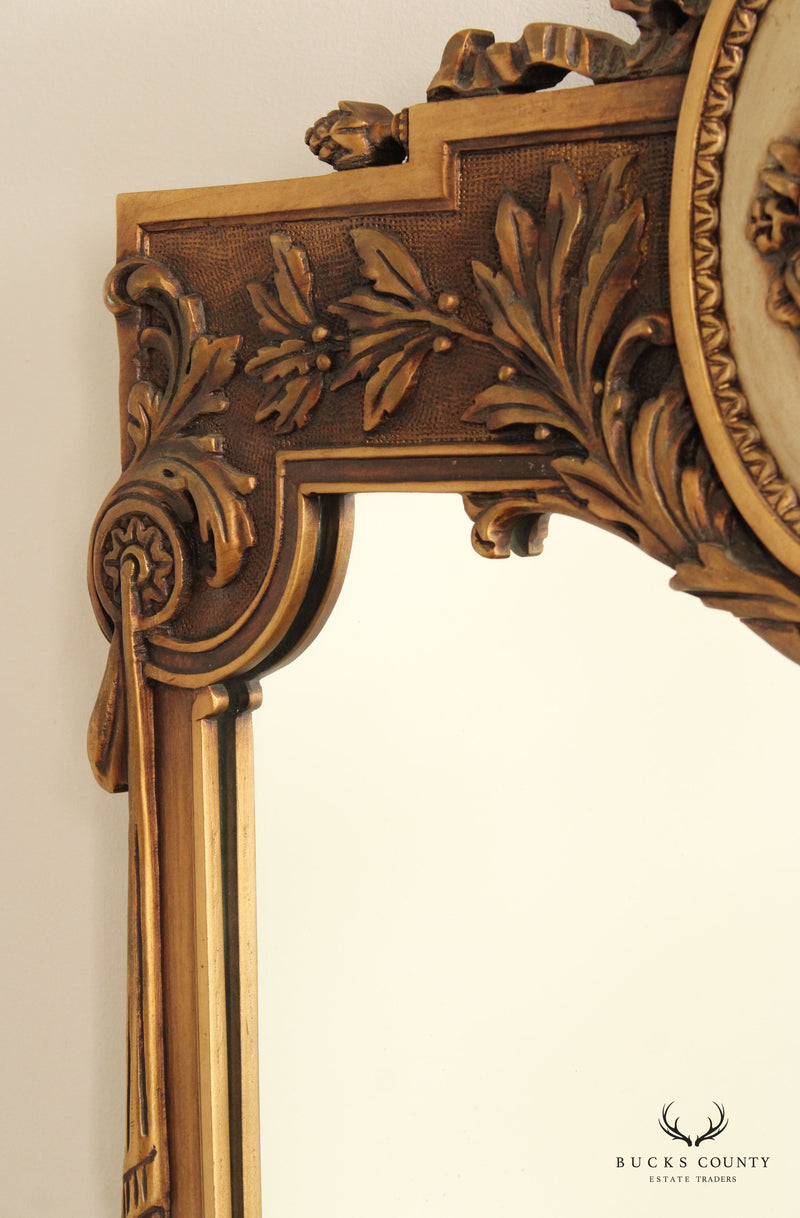 Vintage Louis XVI Style Giltwood Cameo Wall Mirror