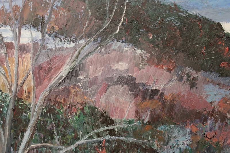 Ann Yost Whitesell Houses 'In the Pocono's' Winter Landscape Original Oil Painting