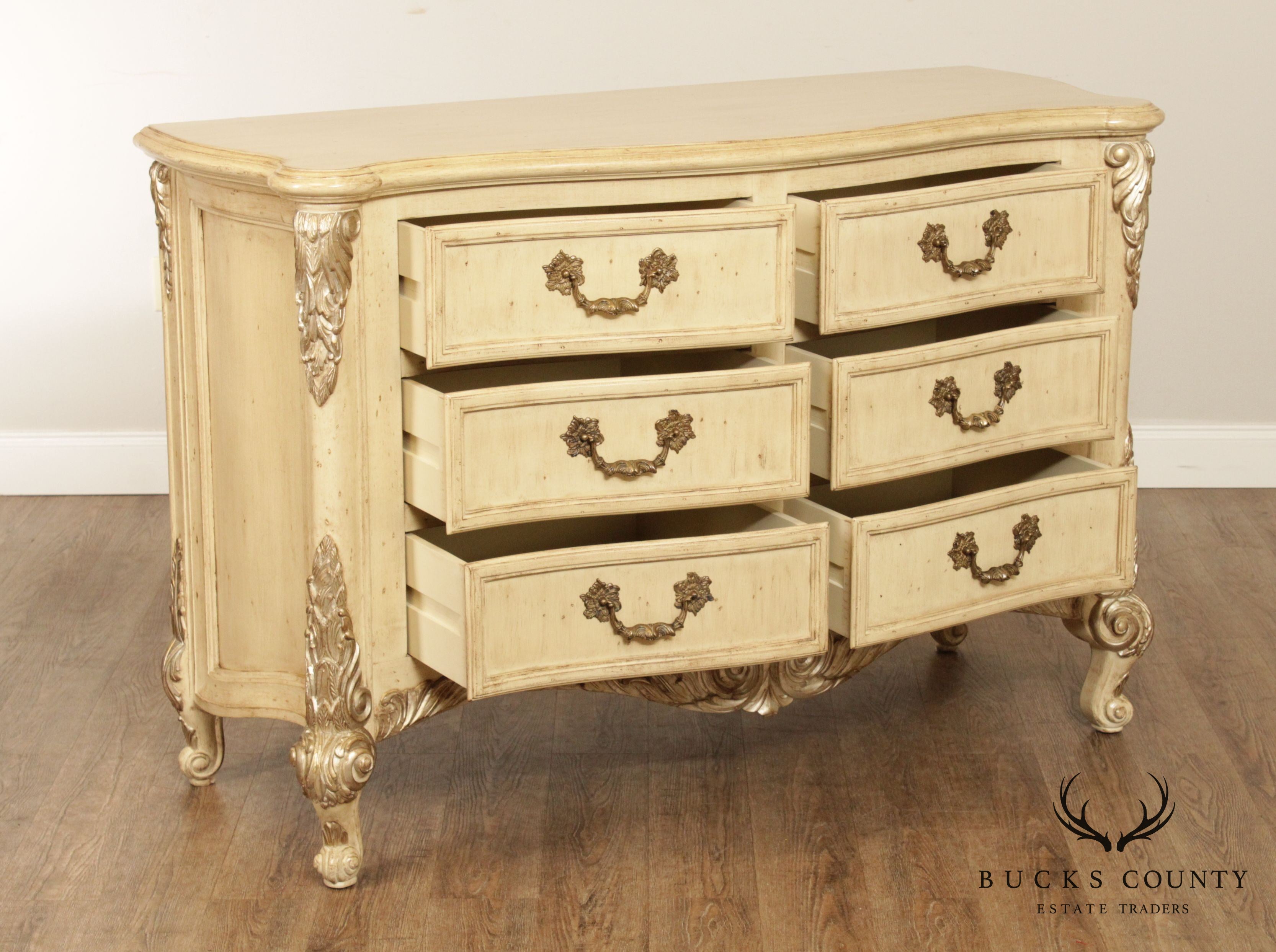 Jeffco French Louis XV Style Painted Serpentine Dresser