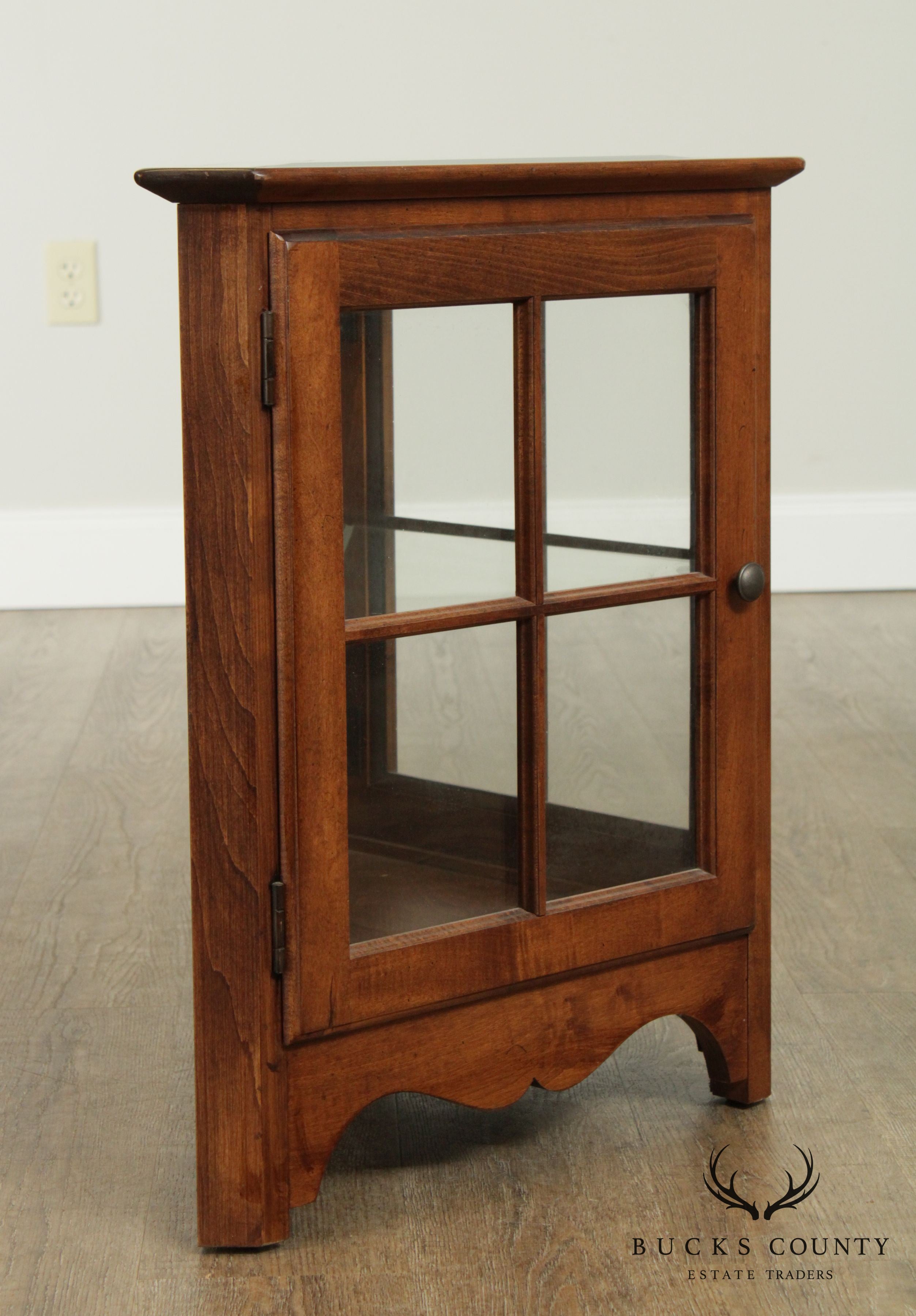 Quality Maple Triangular Vitrine, Curio Cabinet Side Table