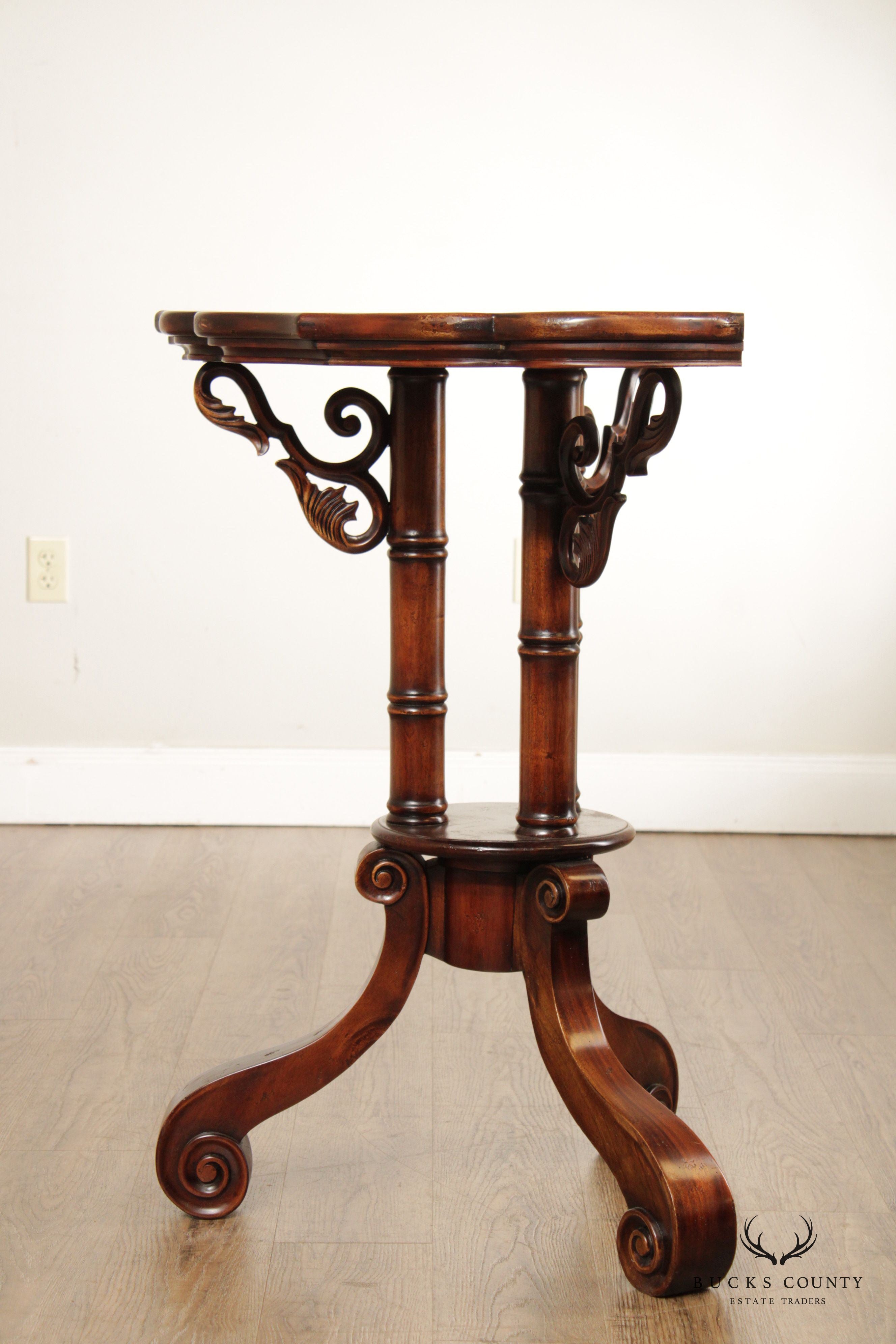 Georgian Style Mahogany Scalloped Edge Demilune Table