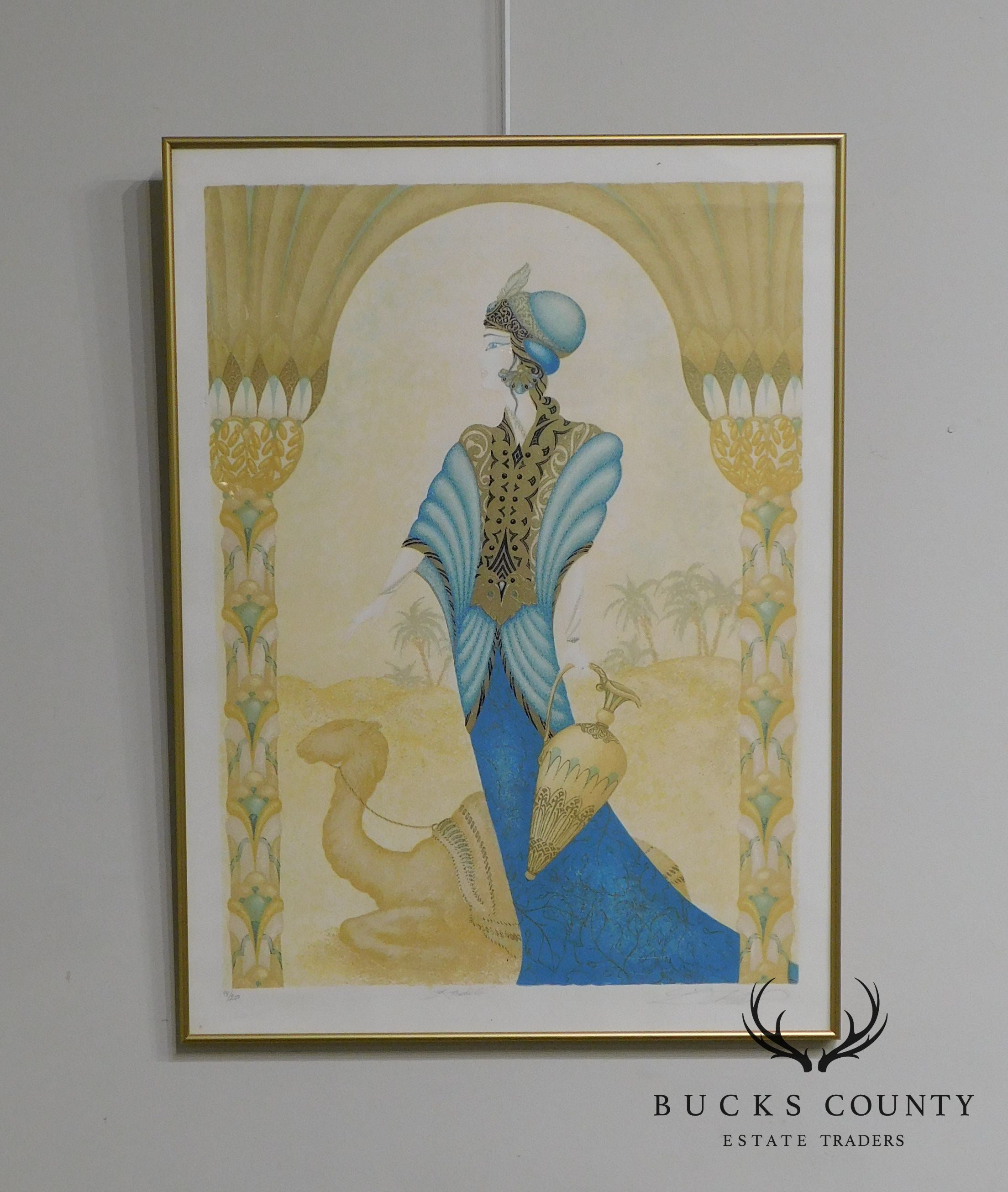 Framed Color Lithograph "Rachele" Limited Edition # 98/250 In the Manner of Erté