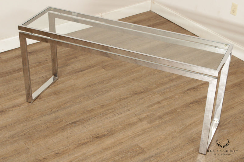 Modern Chrome Glass Top Console Table