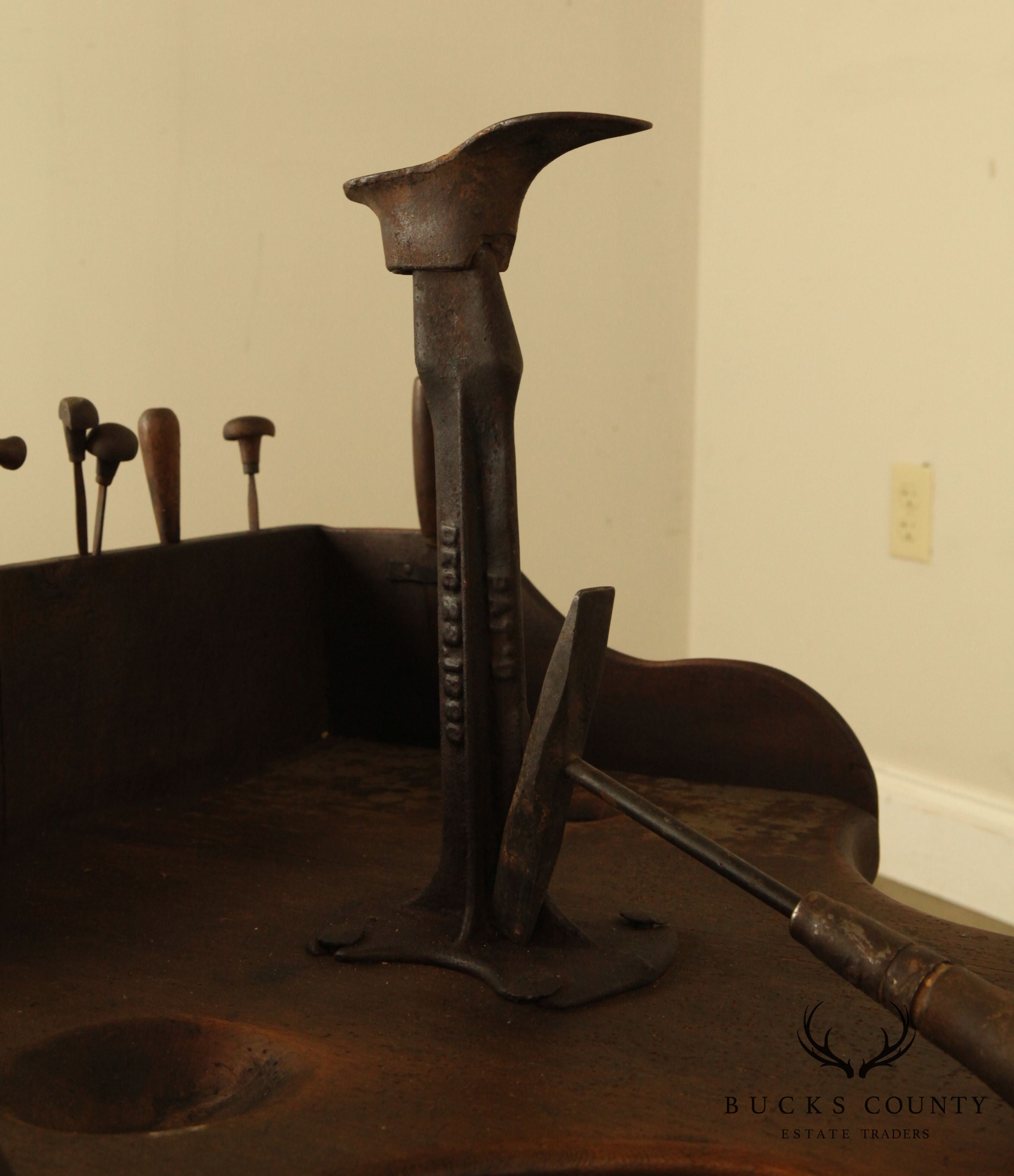 Antique American Cobblers Bench with Tools