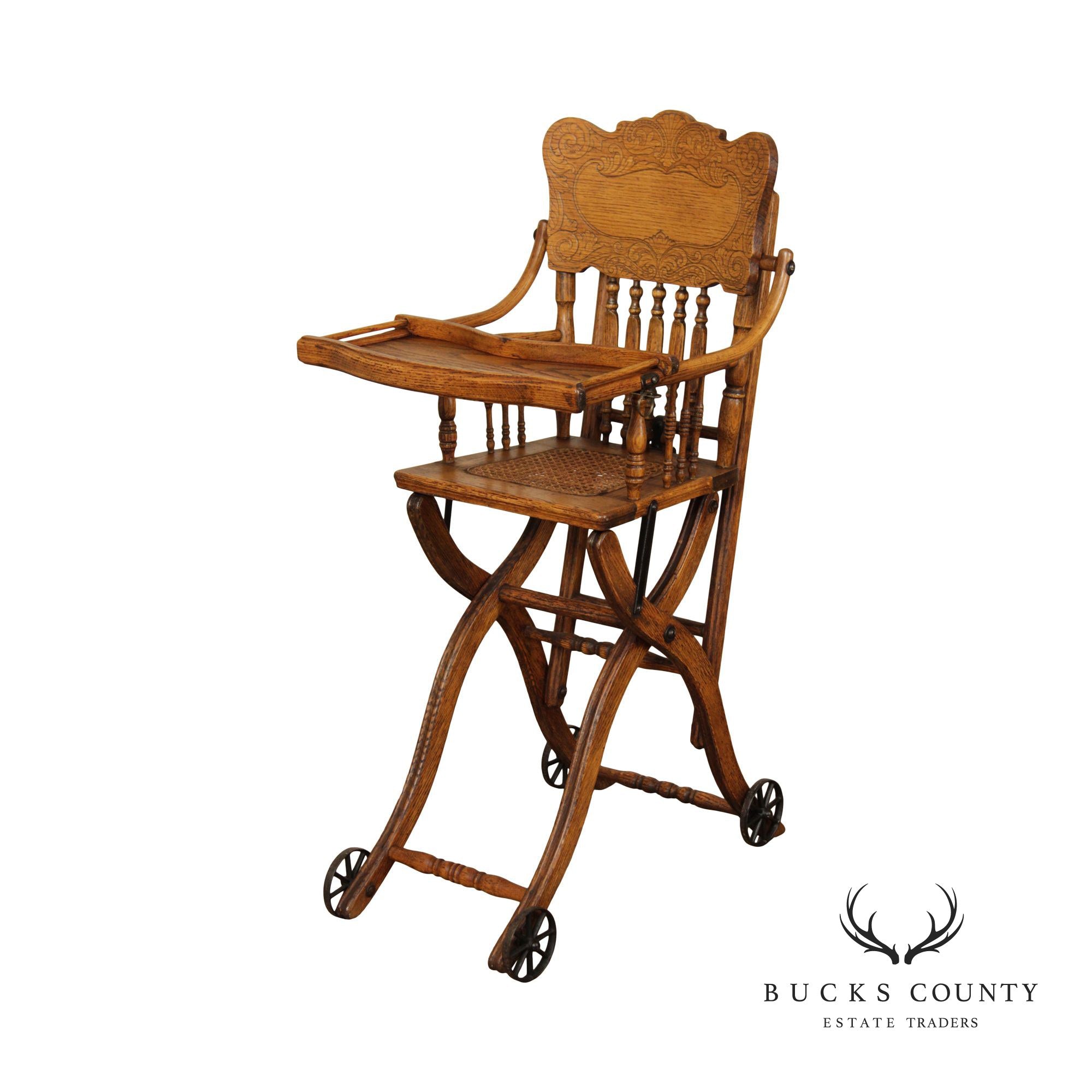 Antique Victorian Oak Combination High Chair