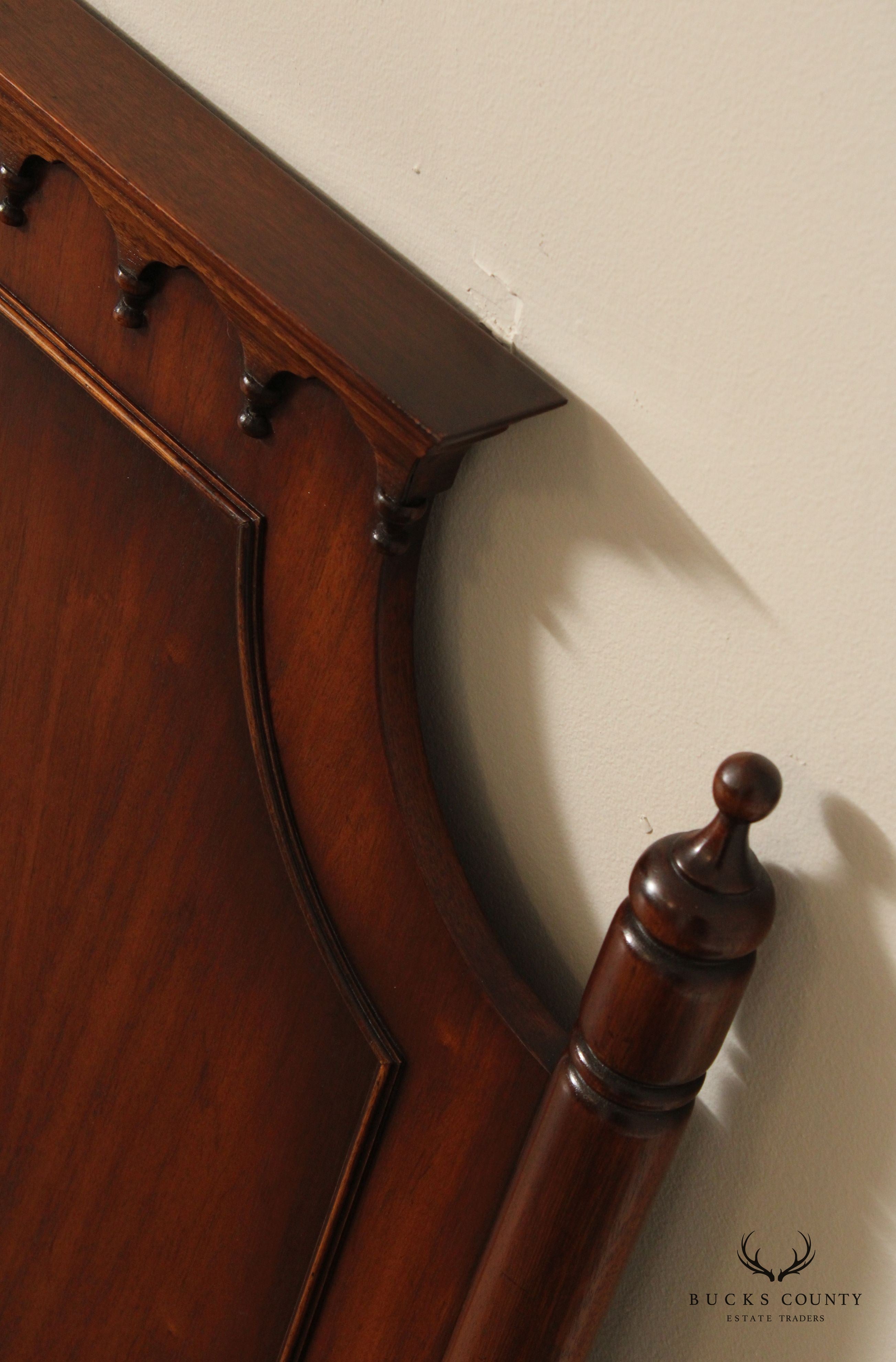 Victorian Style Carved Walnut Queen Size Headboard