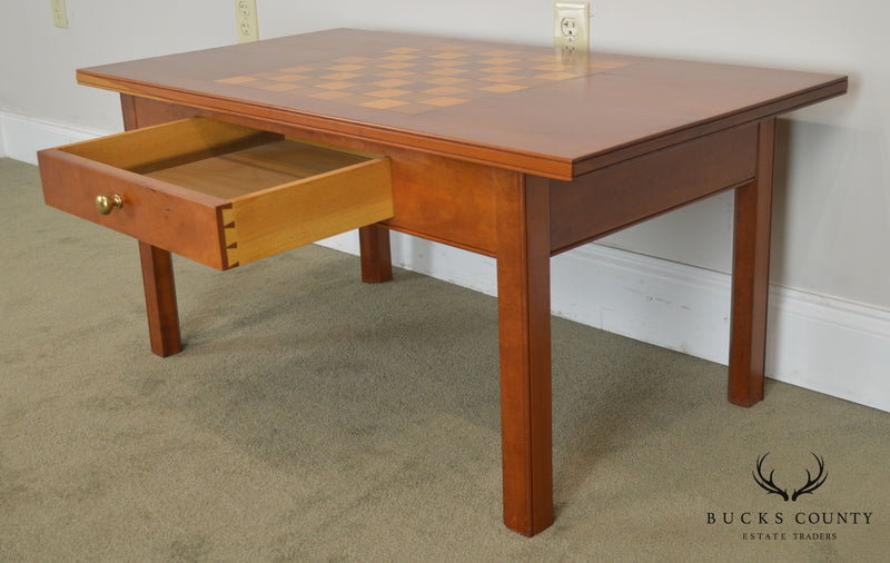 Hand Crafted Solid Cherry Wood Checkerboard Top Game Table by F. G. Harrison III