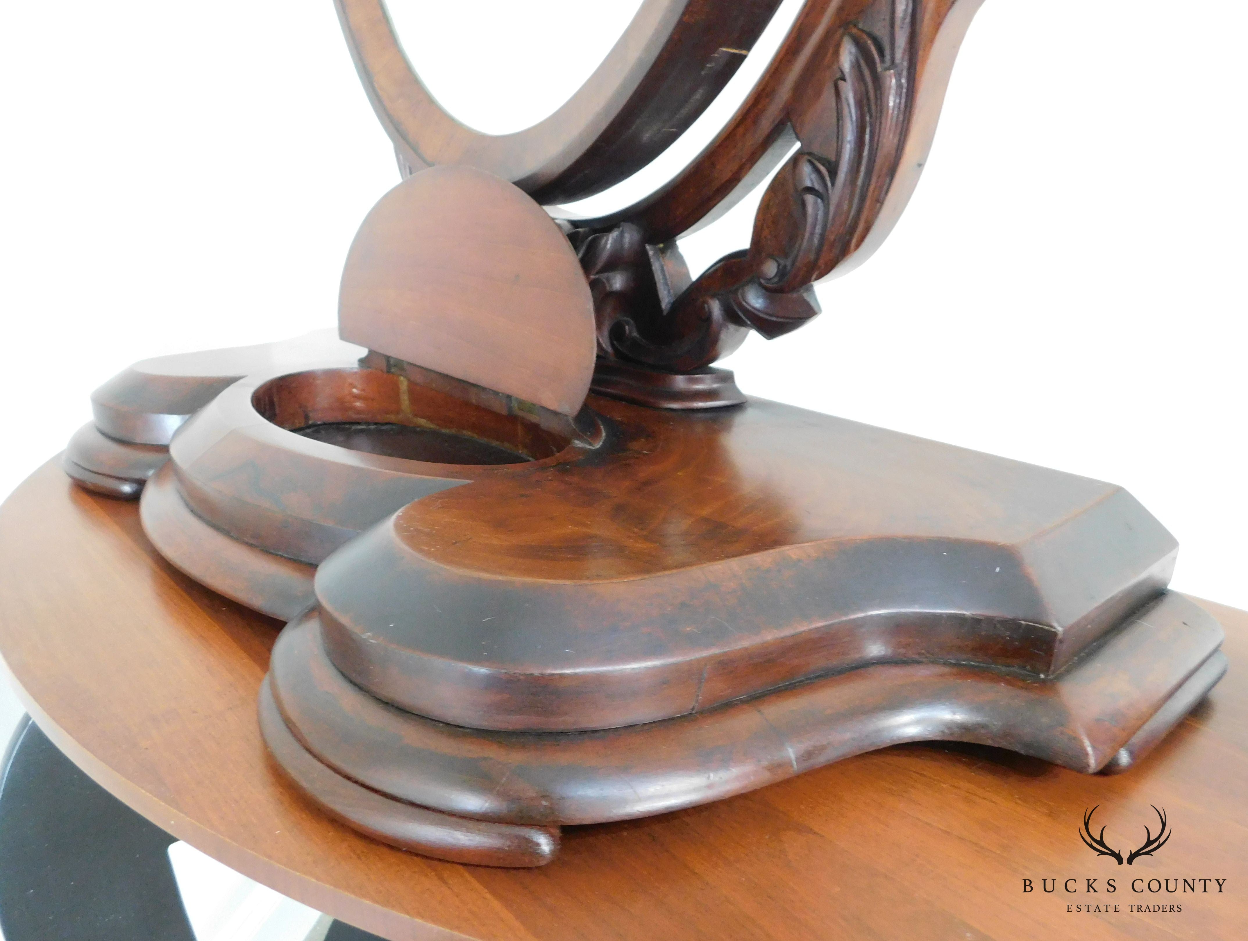 Victorian Shaving Mirror on Walnut Stand