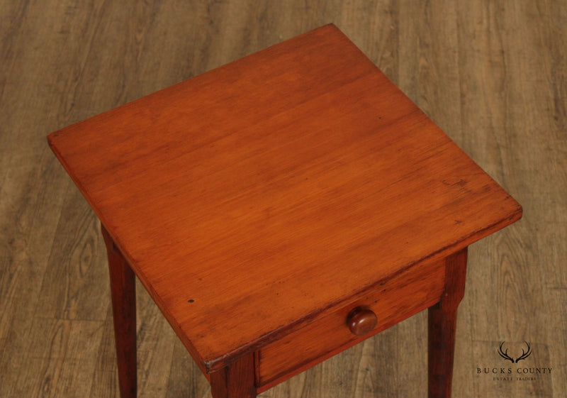 Antique Sheraton Style Pine One Drawer Side Table