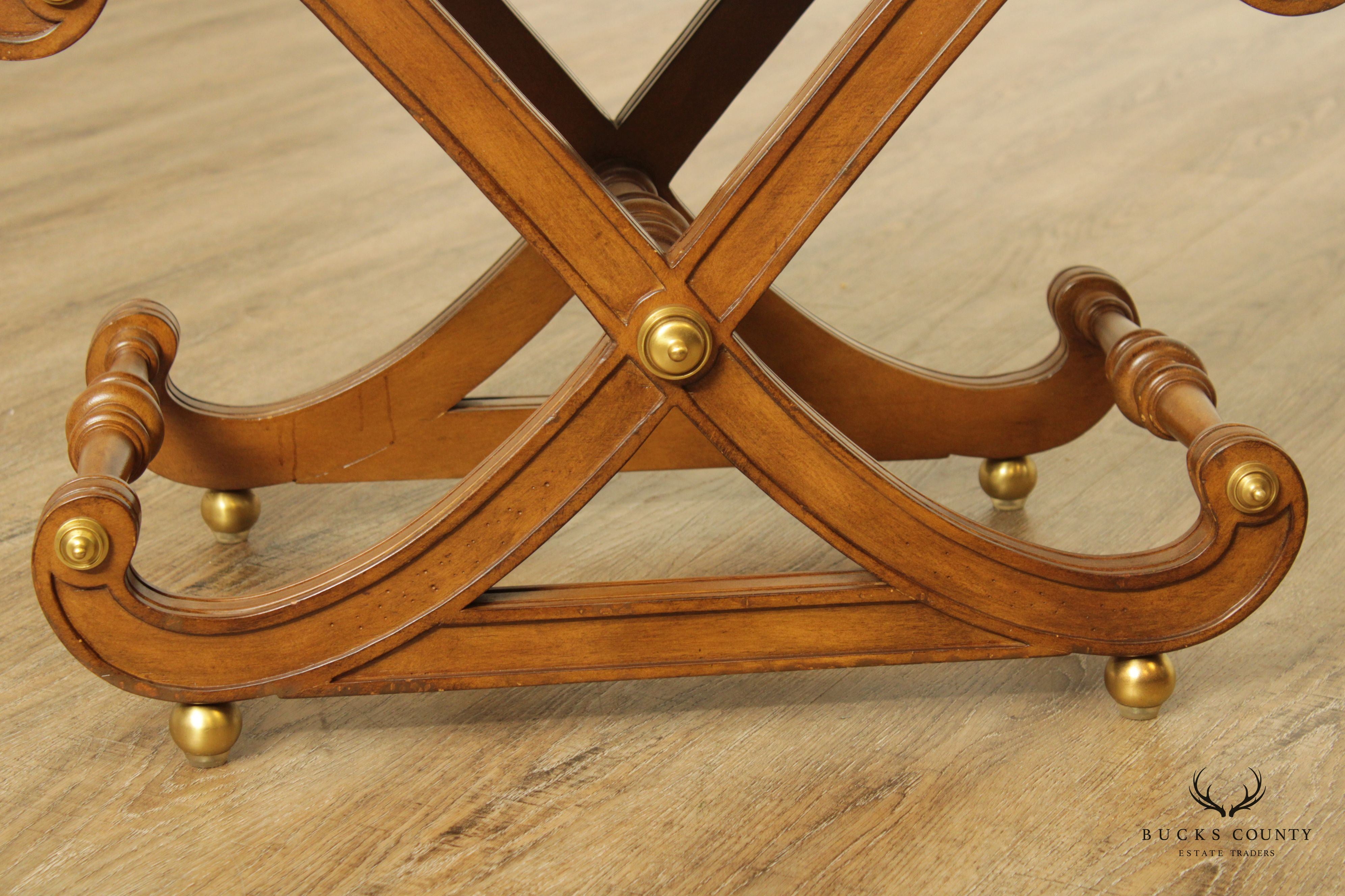 Regency Style Vintage Curved X-Base Stool