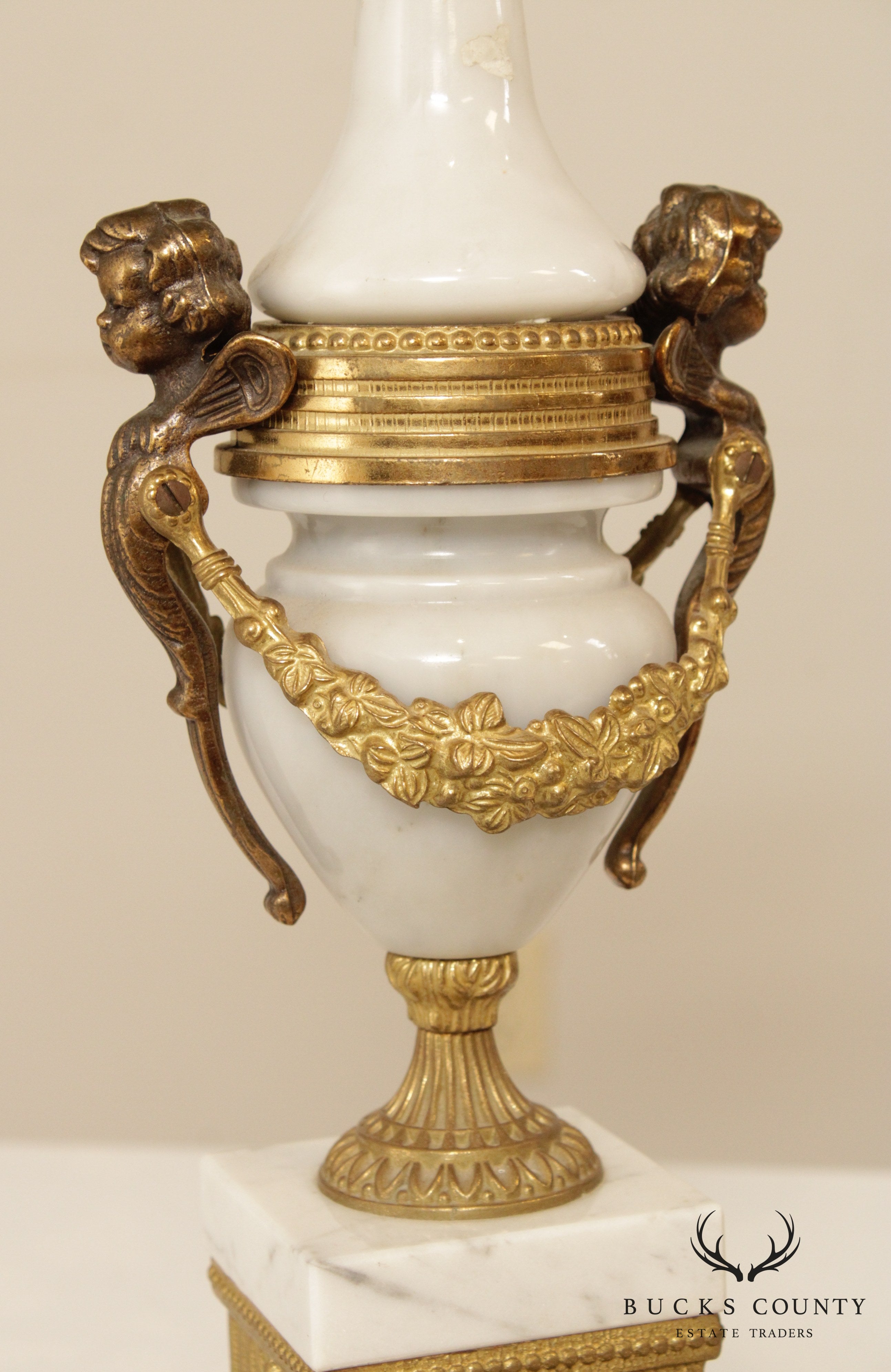 Quality Italian Gilt Bronze & Marble Pair Candelabra