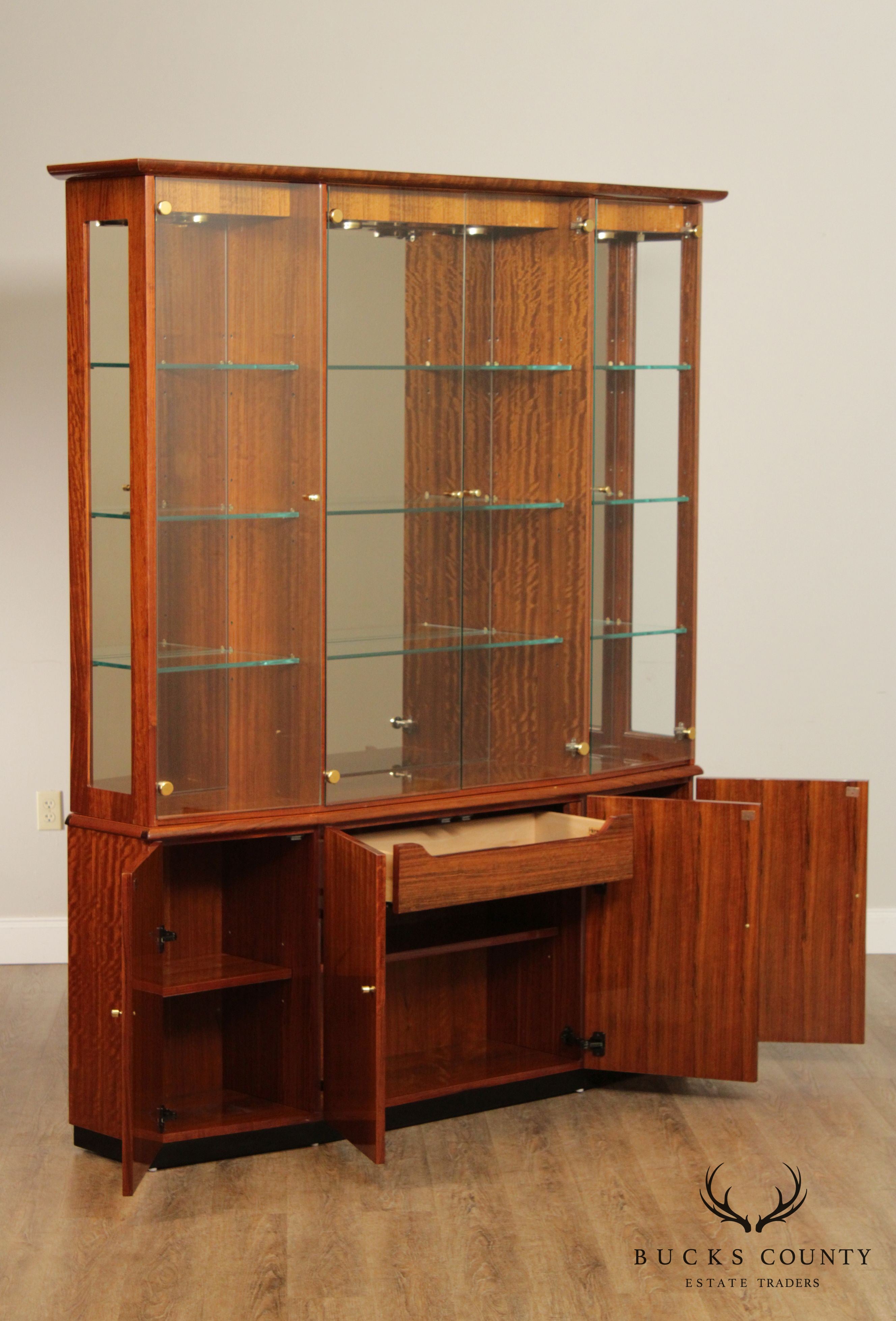 Henredon Modern Art Deco Style Mahogany China Display Cabinet