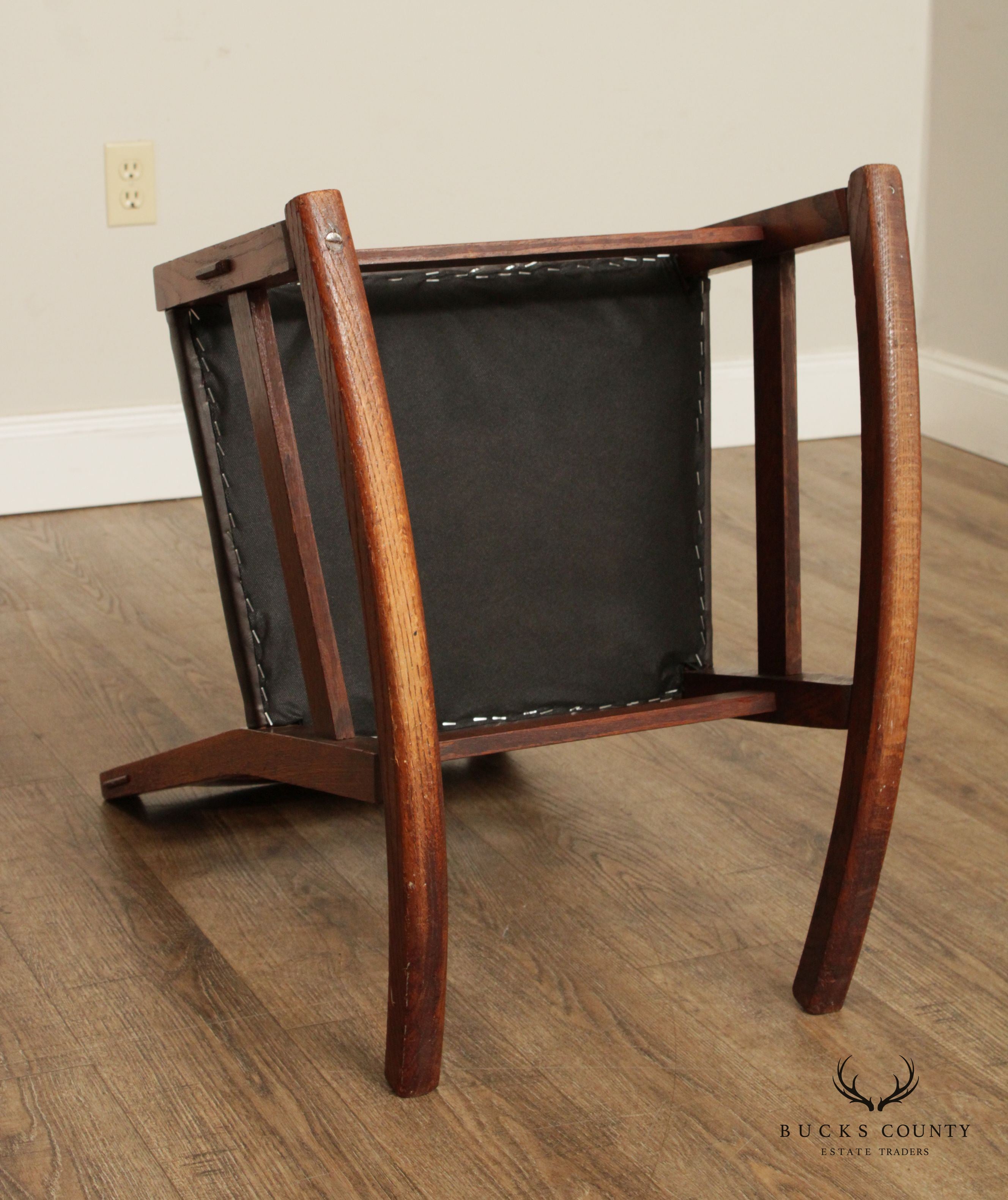 Mission Antique Oak and Leather Children's Rocking Chair