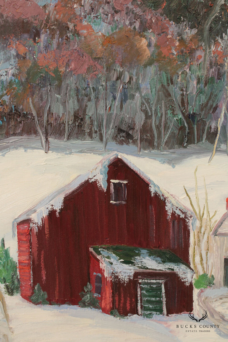 Ann Yost Whitesell Houses 'In the Pocono's' Winter Landscape Original Oil Painting