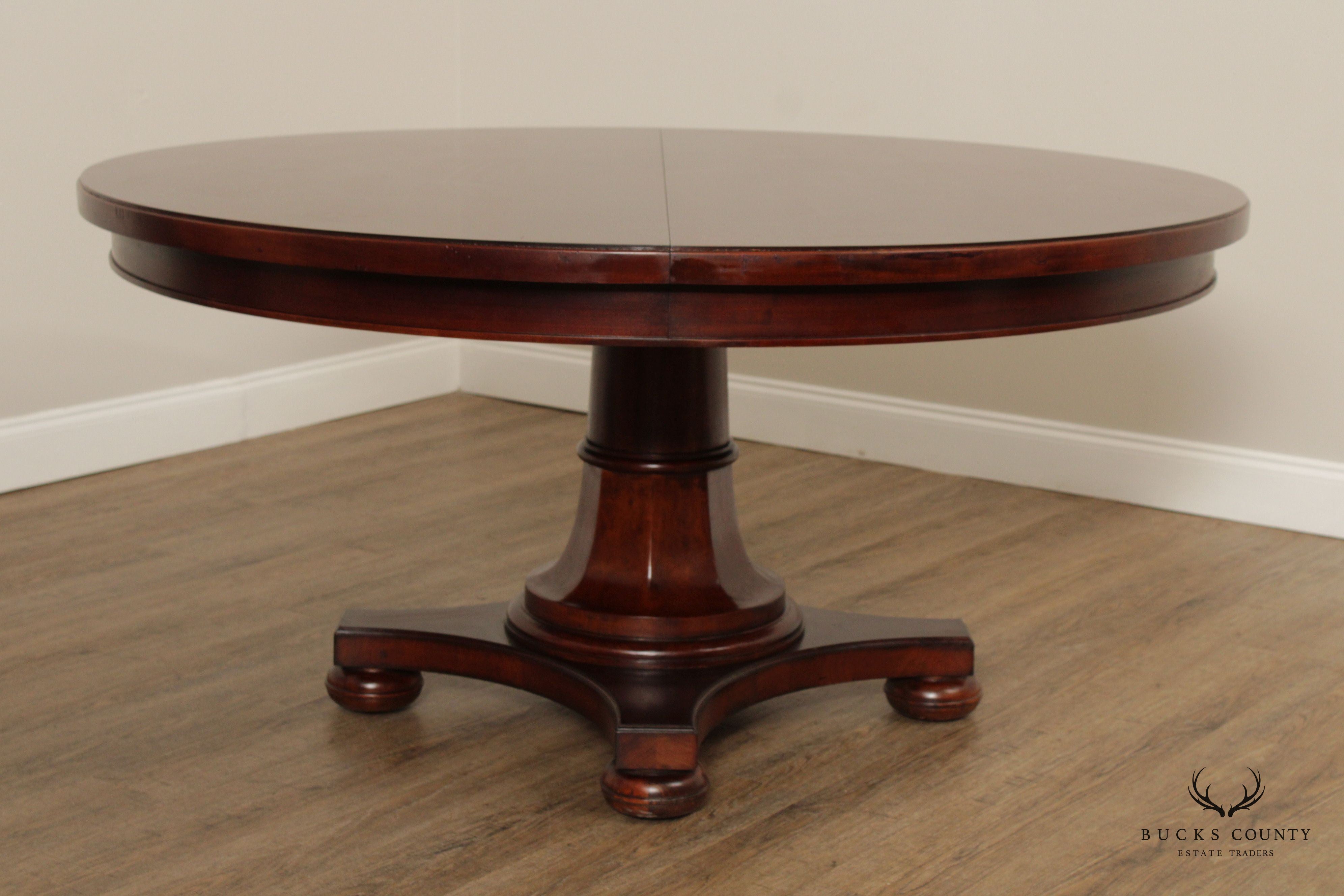 Maitland Smith Regency Style 60 inch Round Mahogany Expandable Dining Table